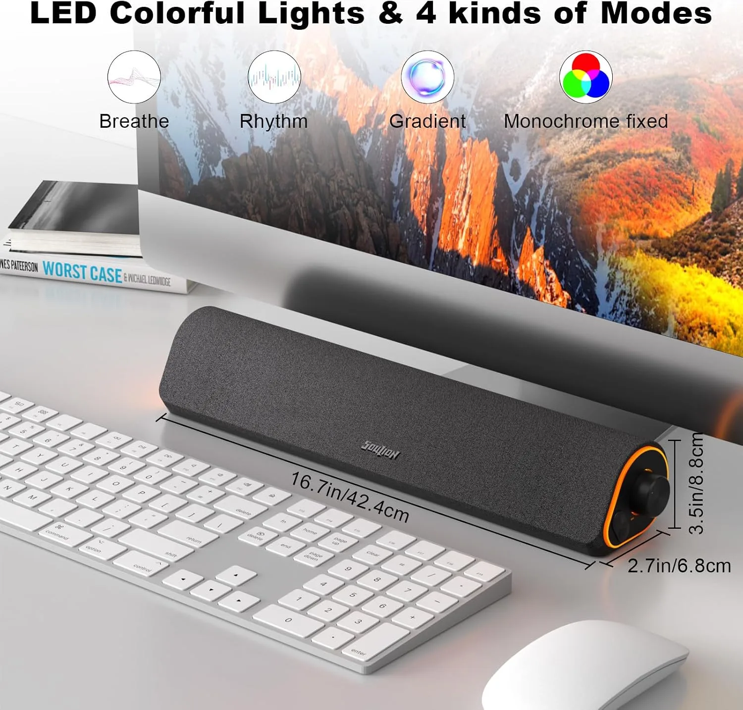 SOULION R50 Bluetooth Computer Speakers, USB Powered & 3.5 Aux