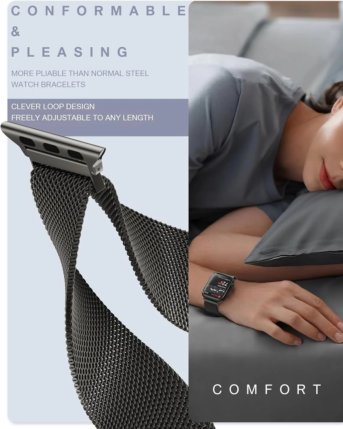 Original Milanese Loop Compatible with Apple Watch Bands for Women & Men