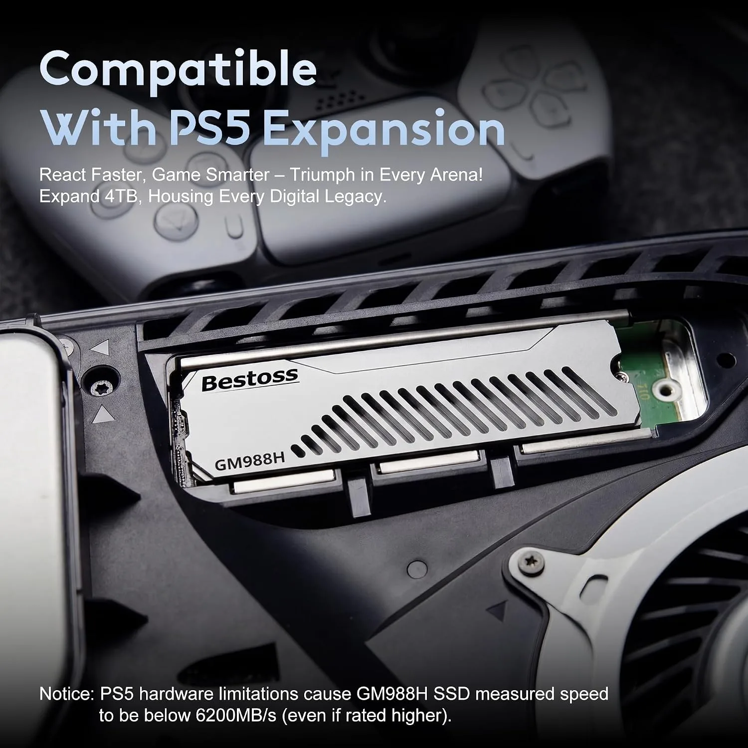 Bestoss 1TB PCIe Gen4 NVMe M.2 2280 SSD with Heatsink,PS5 Storage,7350MB/s