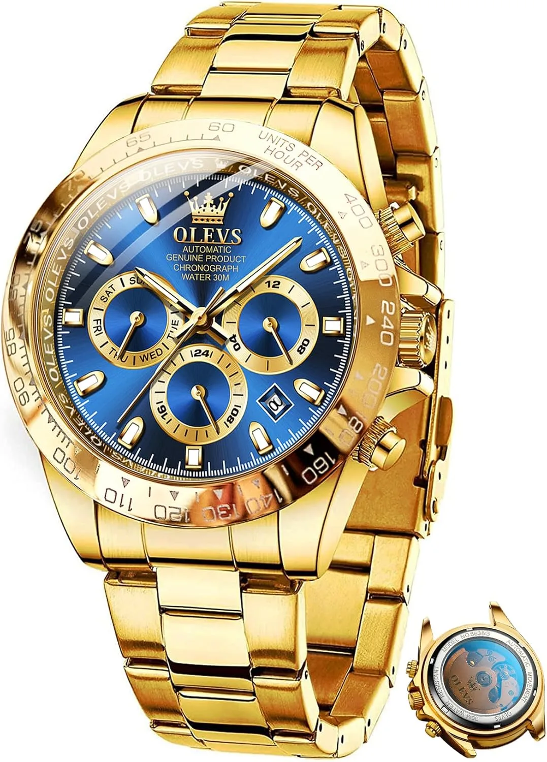 OLEVS Automatic Gold Watches for Men Luxury Classic Stainless Steel