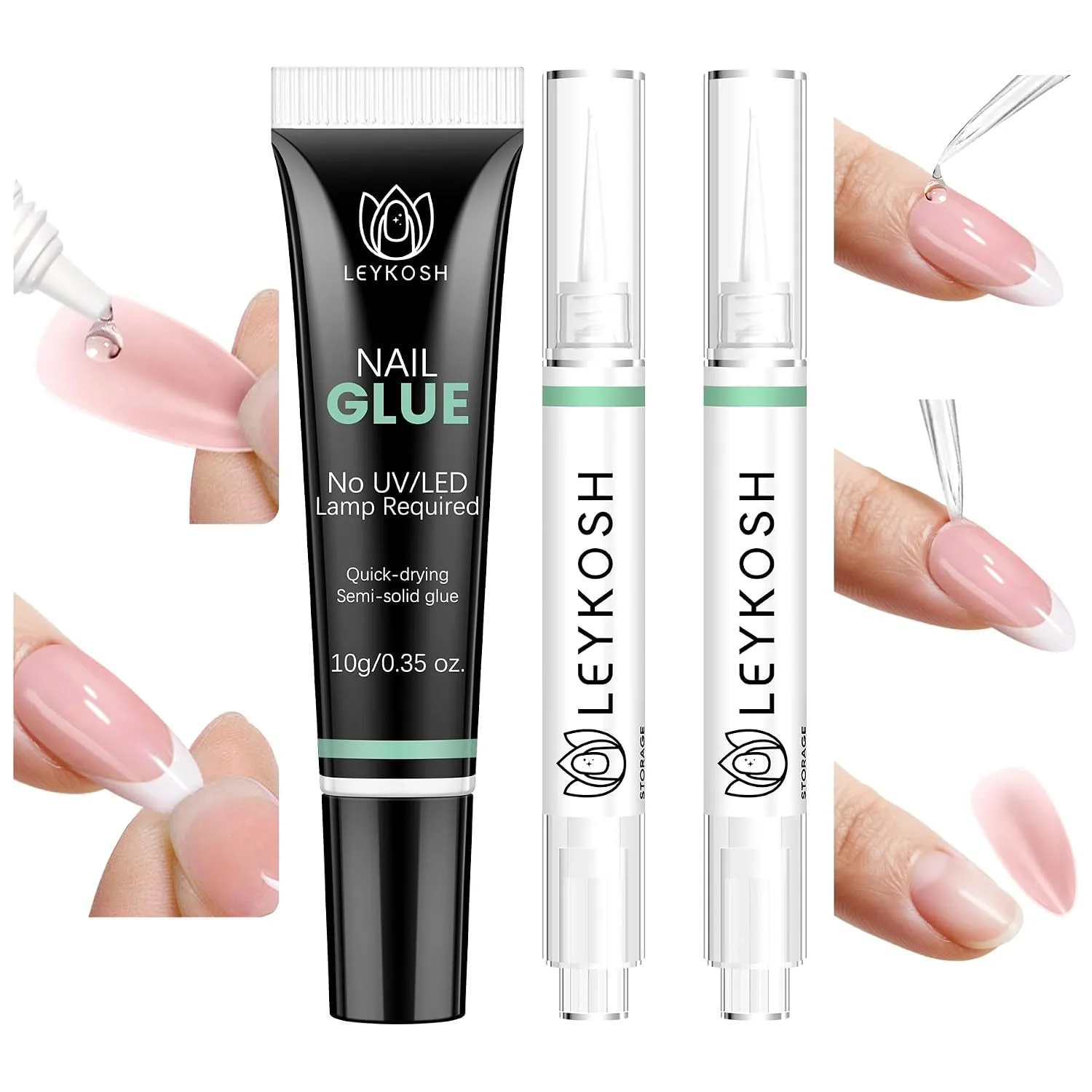 LEYKOSH Nail Glue and Remover Pen Set, 10g Glue 5ml Remover