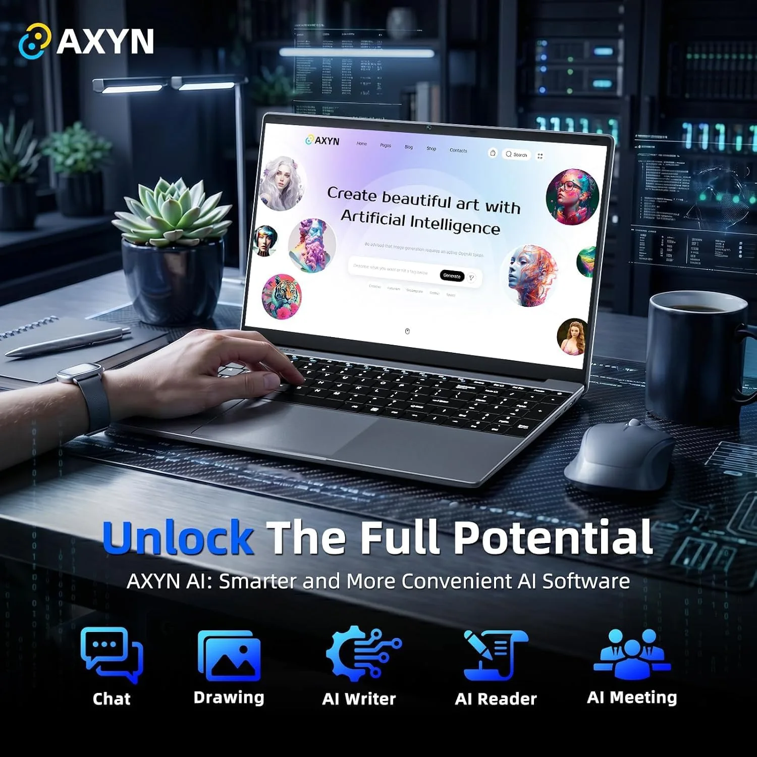 15.6'' AI Laptop with Office 365, 6GB RAM 128GB SSD