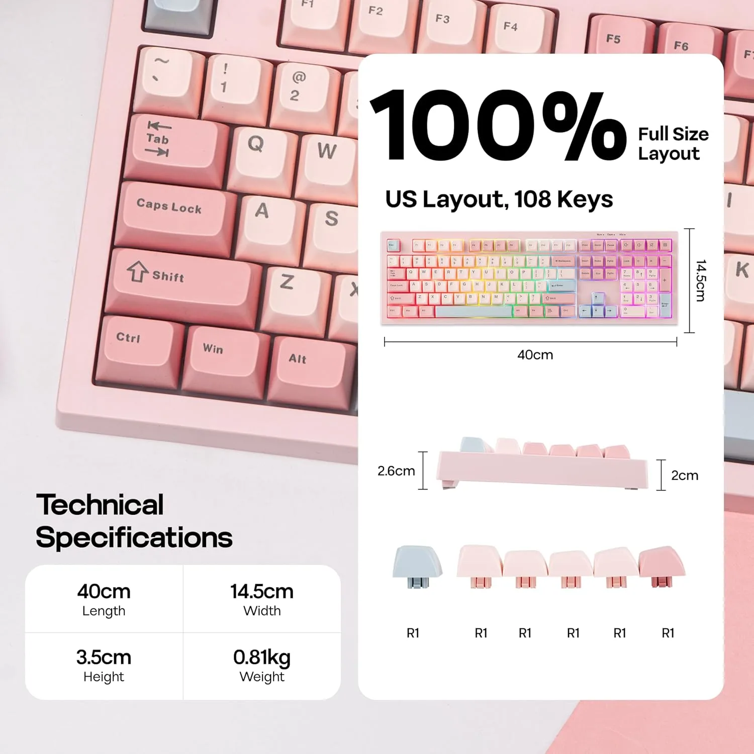 MechLands Aula S102 Membrane Gaming Keyboard w/Number Pad, 100% Full Size