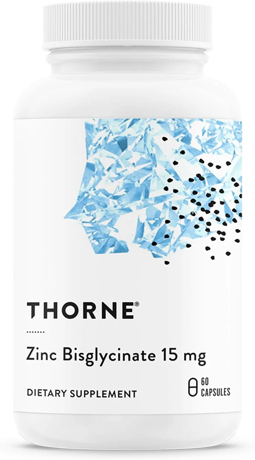 THORNE Zinc Bisglycinate 15 mg, Highly Absorbable Zinc, 60 Capsules