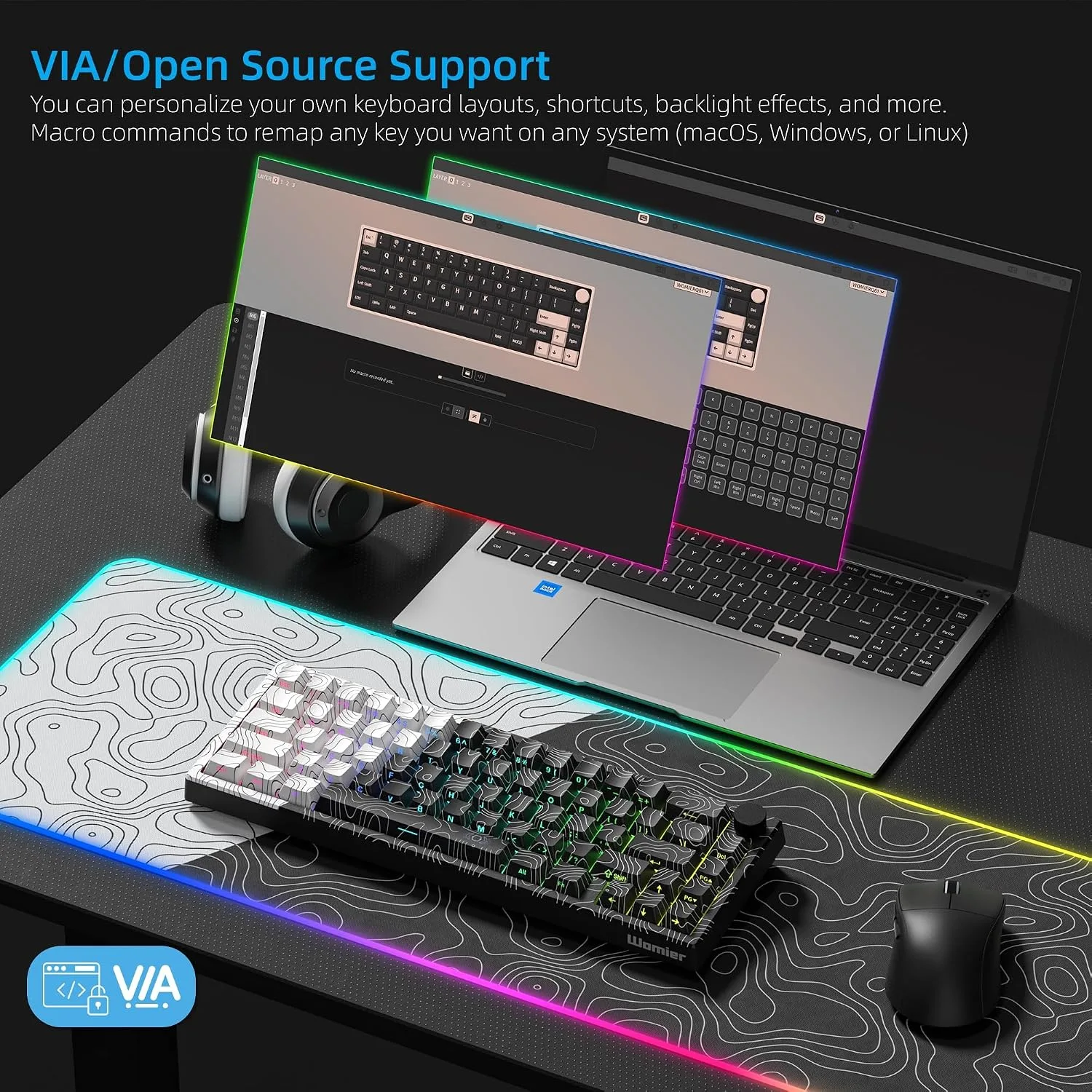 Womier Wireless Gaming Keyboard 60 Percent with QMK/VIA