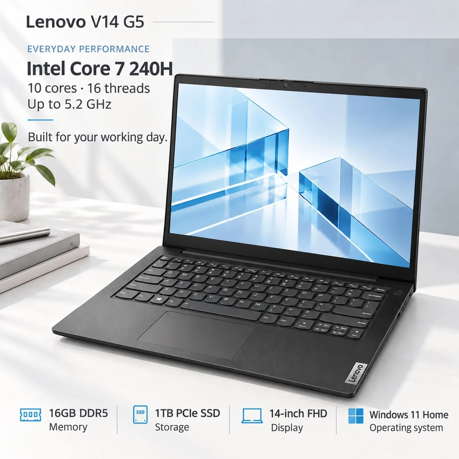Lenovo 2026 New V-Series Business and Student Laptop, Intel Core 7 240H(Outperforms Intel Core i9-11900H), 15.6" FHD Display, 64GB DDR5 Ram, 2TB PCIe, Wi-Fi 6, Long Battery Life, Windows 11 Pro