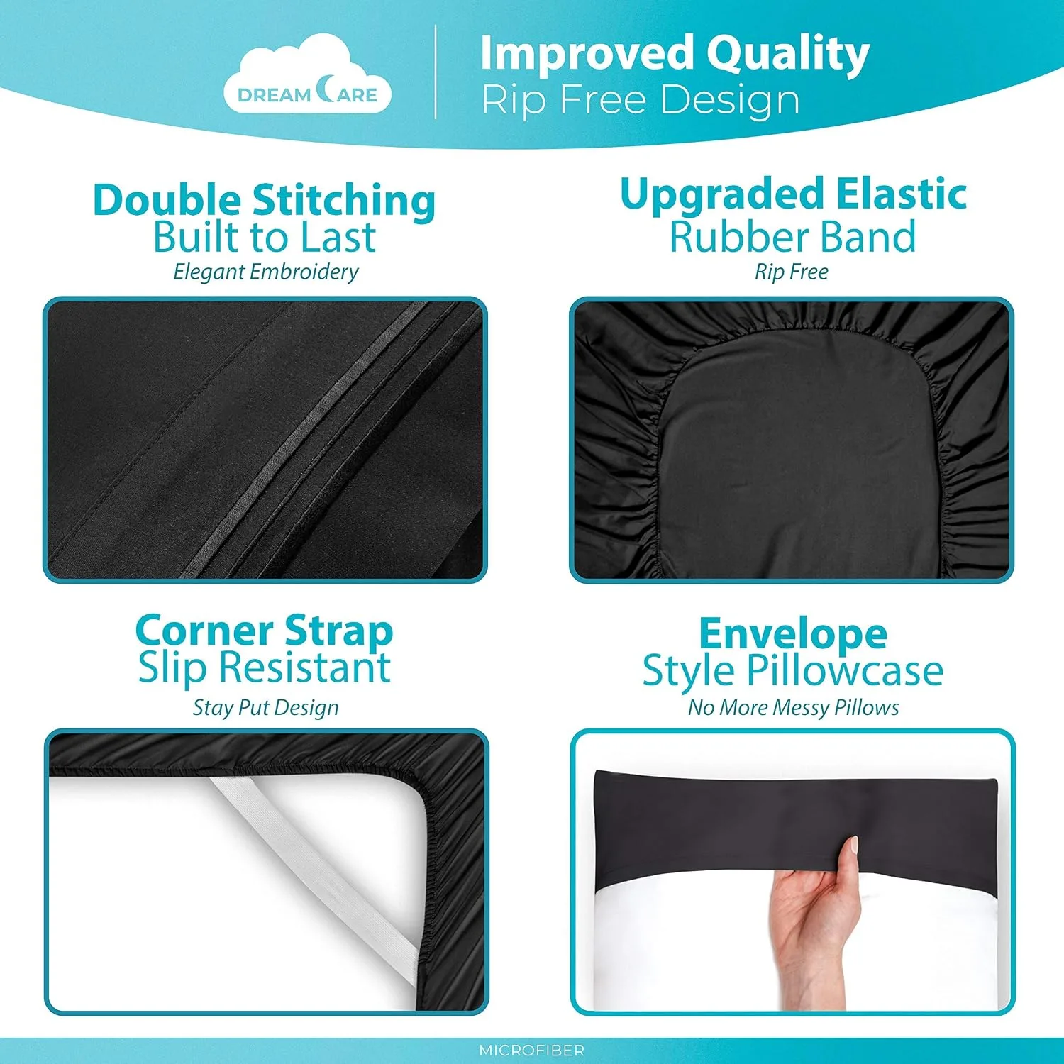 DREAMCARE King Size Sheets Set - 6 pcs Breathable Cooling Sheets King Size
