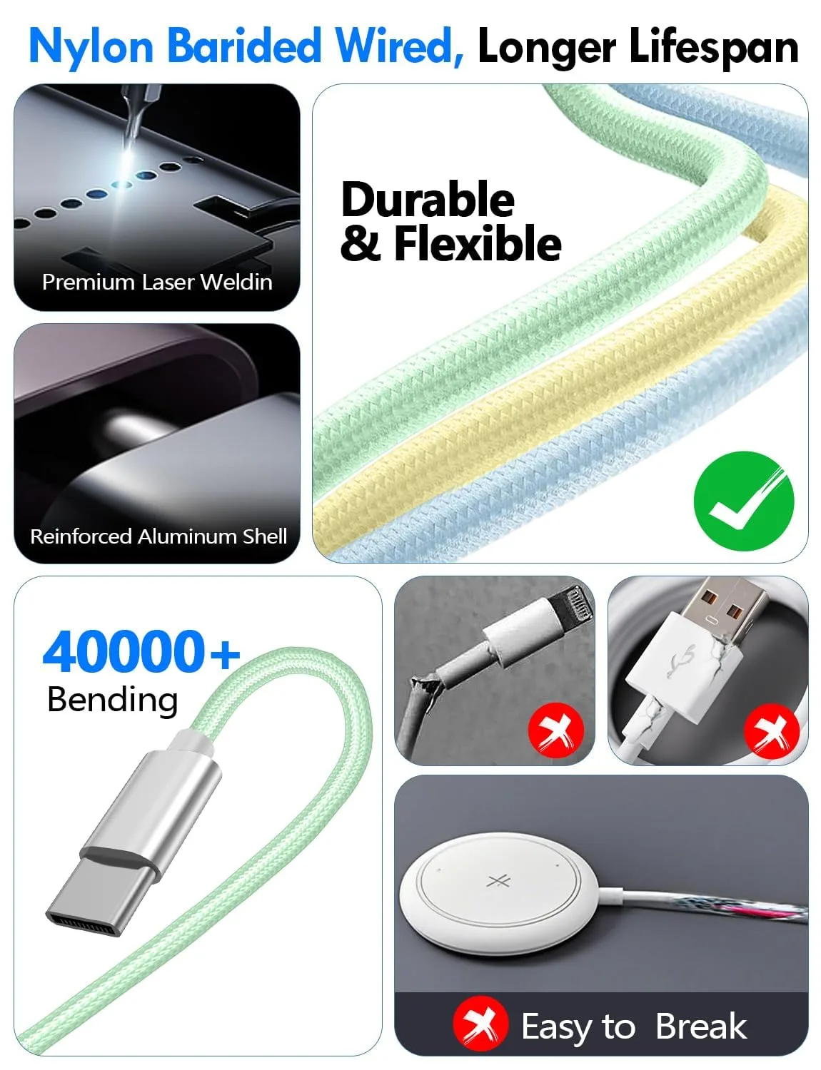 2Pack Travel Essentials for Apple Watch Charger,3-in-2 Multi Charging Cable