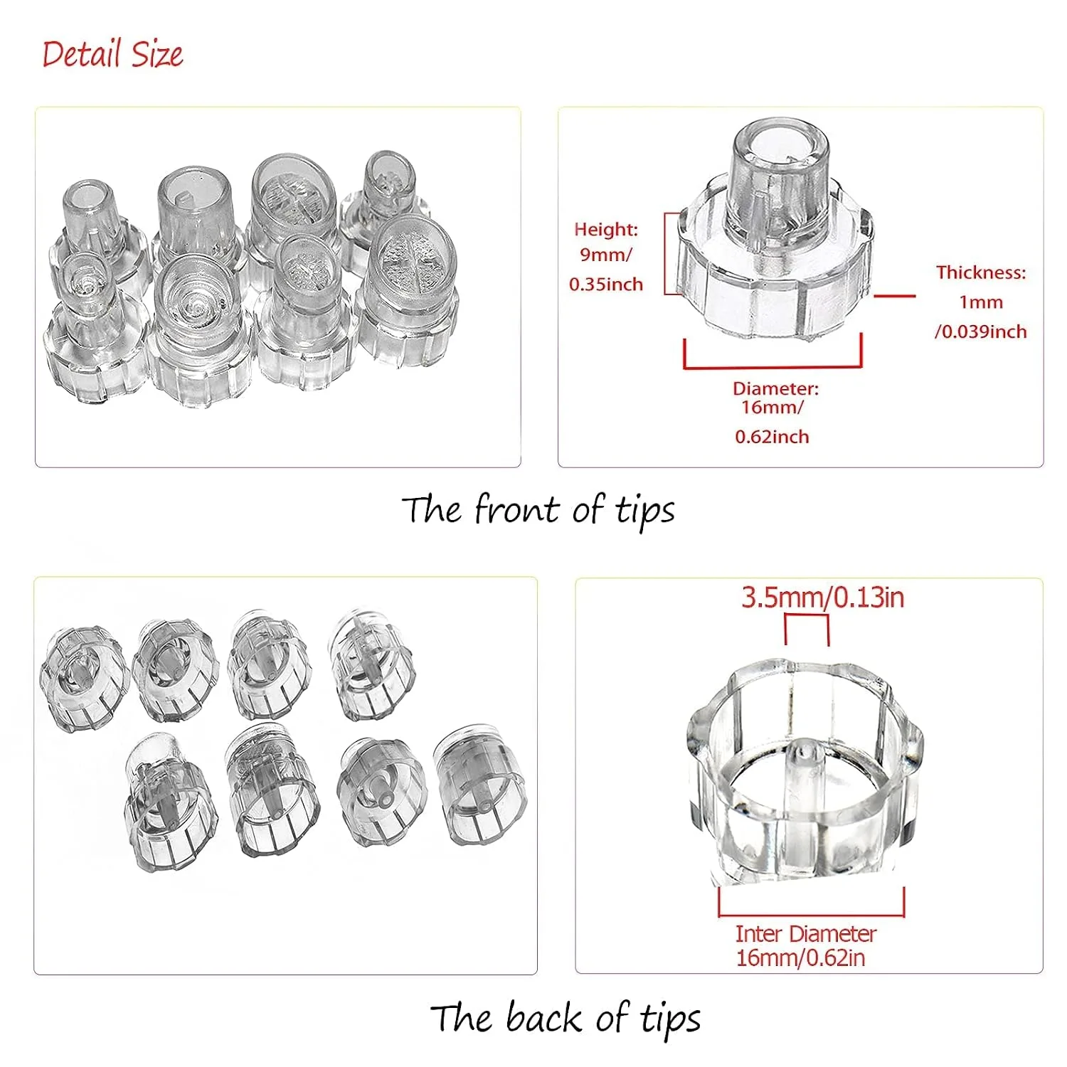Elitzia 8Pcs Hydrodermabrasion Tips Set for Aqua Peel Beauty Machine