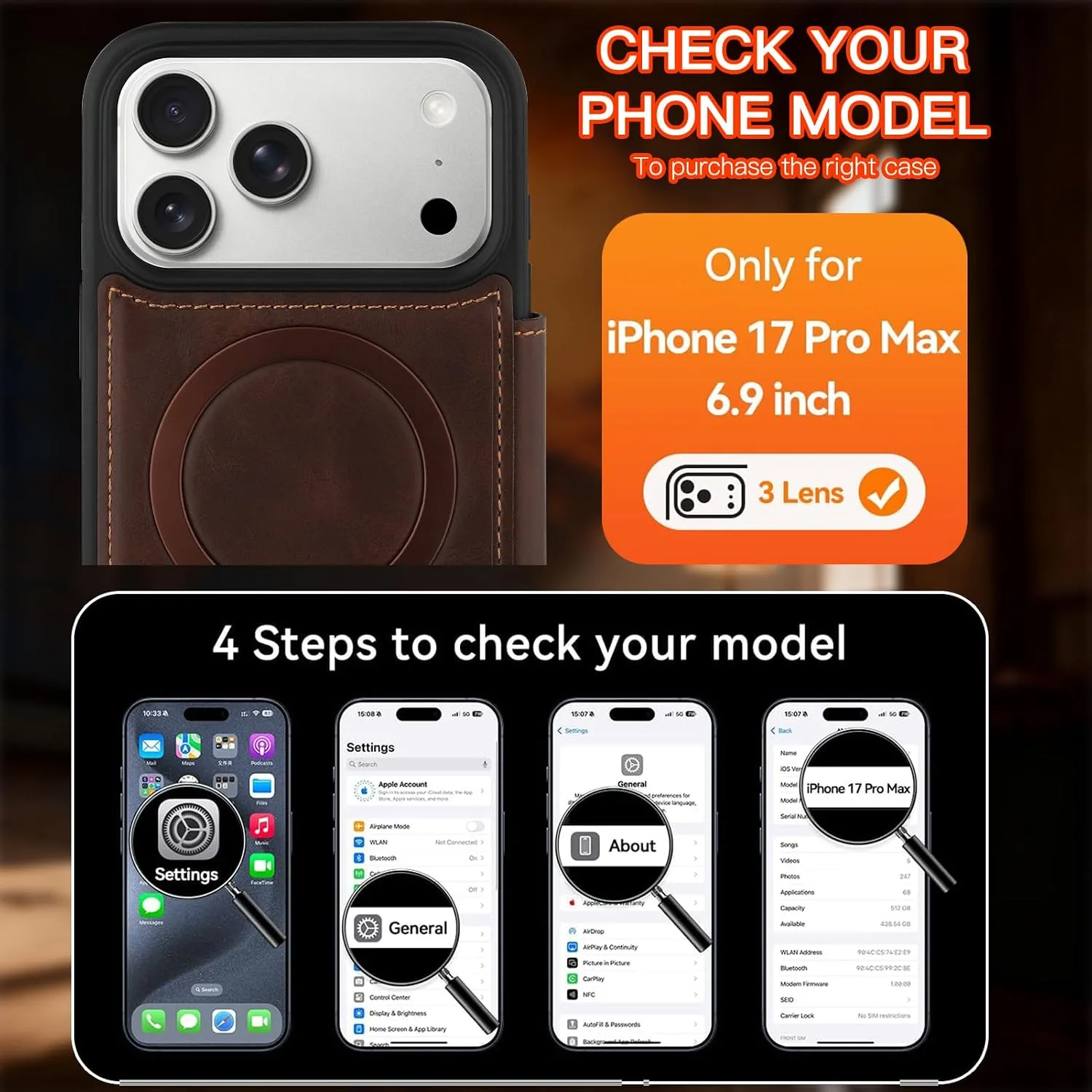 Wallet Phone Case Crafted for iPhone 17 Pro Max Coffee Color