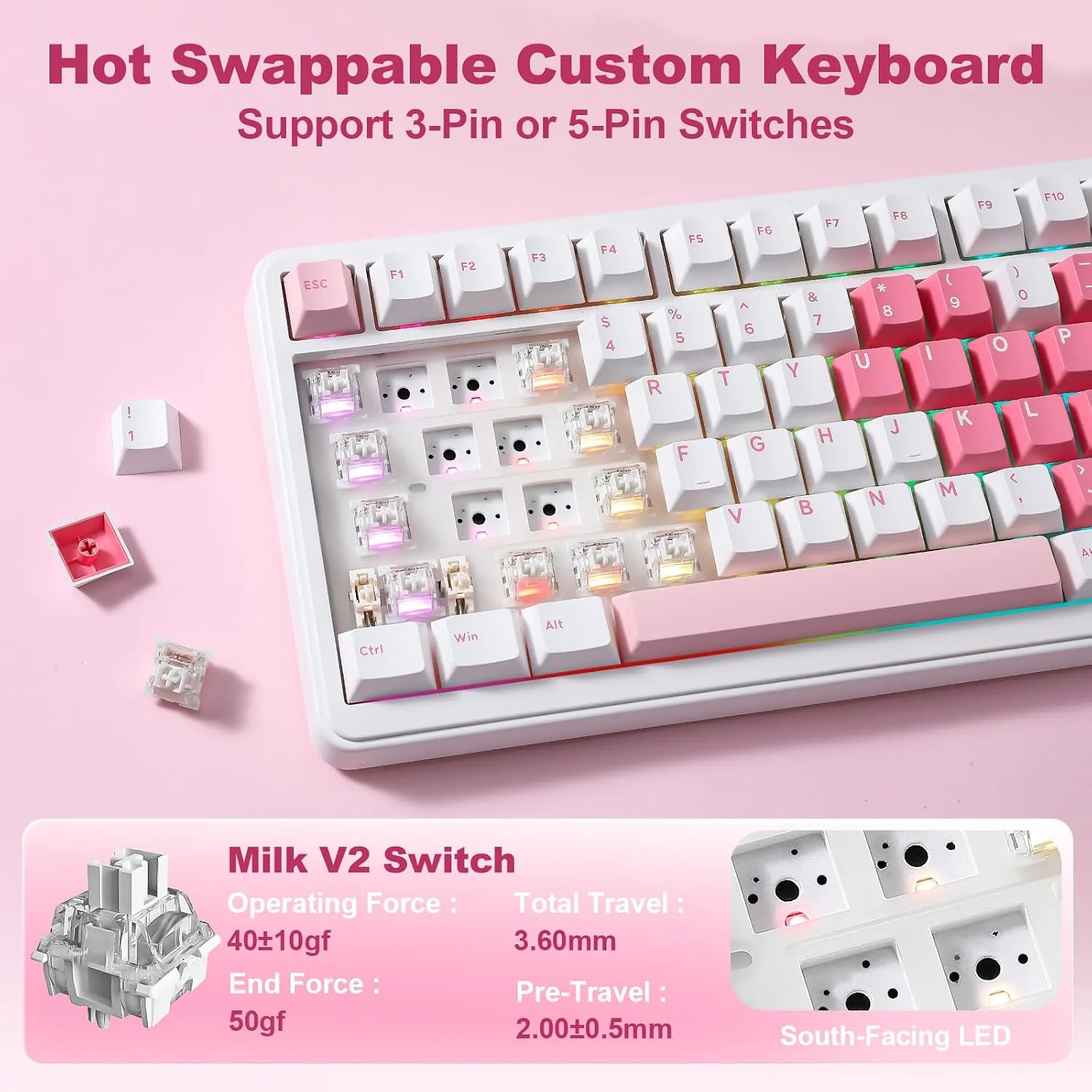 YUNZII B75 PRO MAX 75% Mechanical Keyboard (White Heart,Milk Switch)