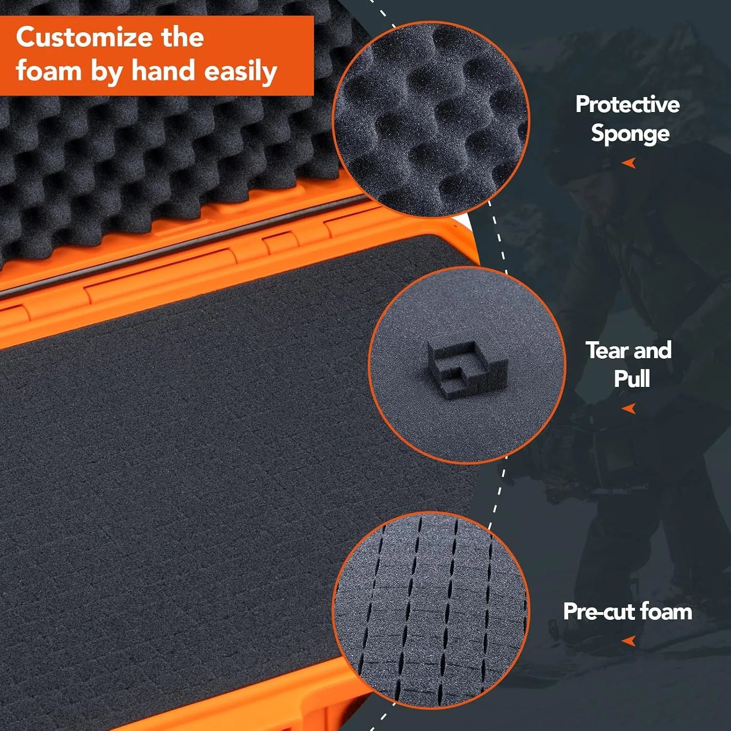 Lykus HC-4410 Waterproof Hard Case with Foam, Inner Size 15.75x10.24x3.94in