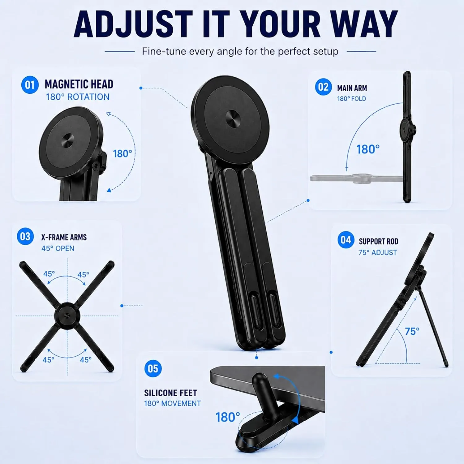 Portable Laptop Stand for Desk, Foldable Laptop Riser&Tablet Stand