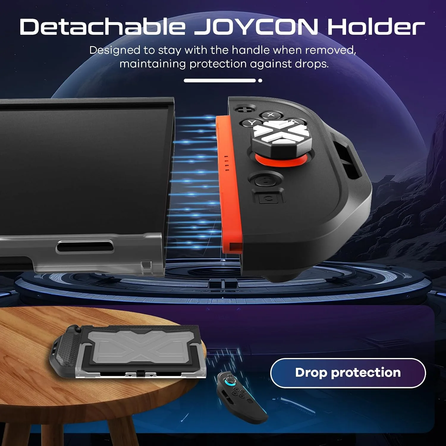 Toladoshop Dockable for Switch 2 Grip Case (2025) Accessories, Armor Slim Military-Grade Protection for Detachable 3PCS Design Joncon Holder with Screen Protectors and Joystick caps, Black