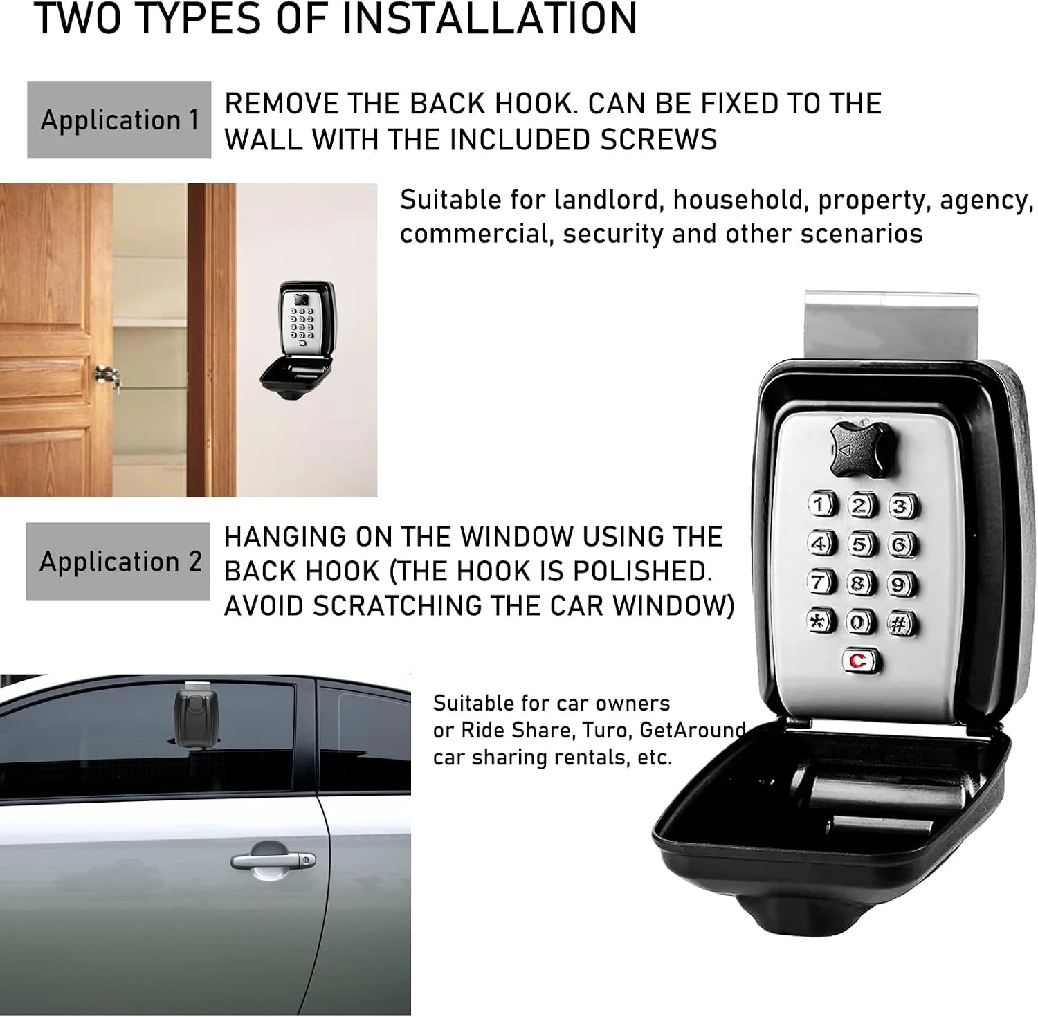 Upgrade SL-591 Car Key Lock Box,Window Lock Box for Turo,Key Lock Box