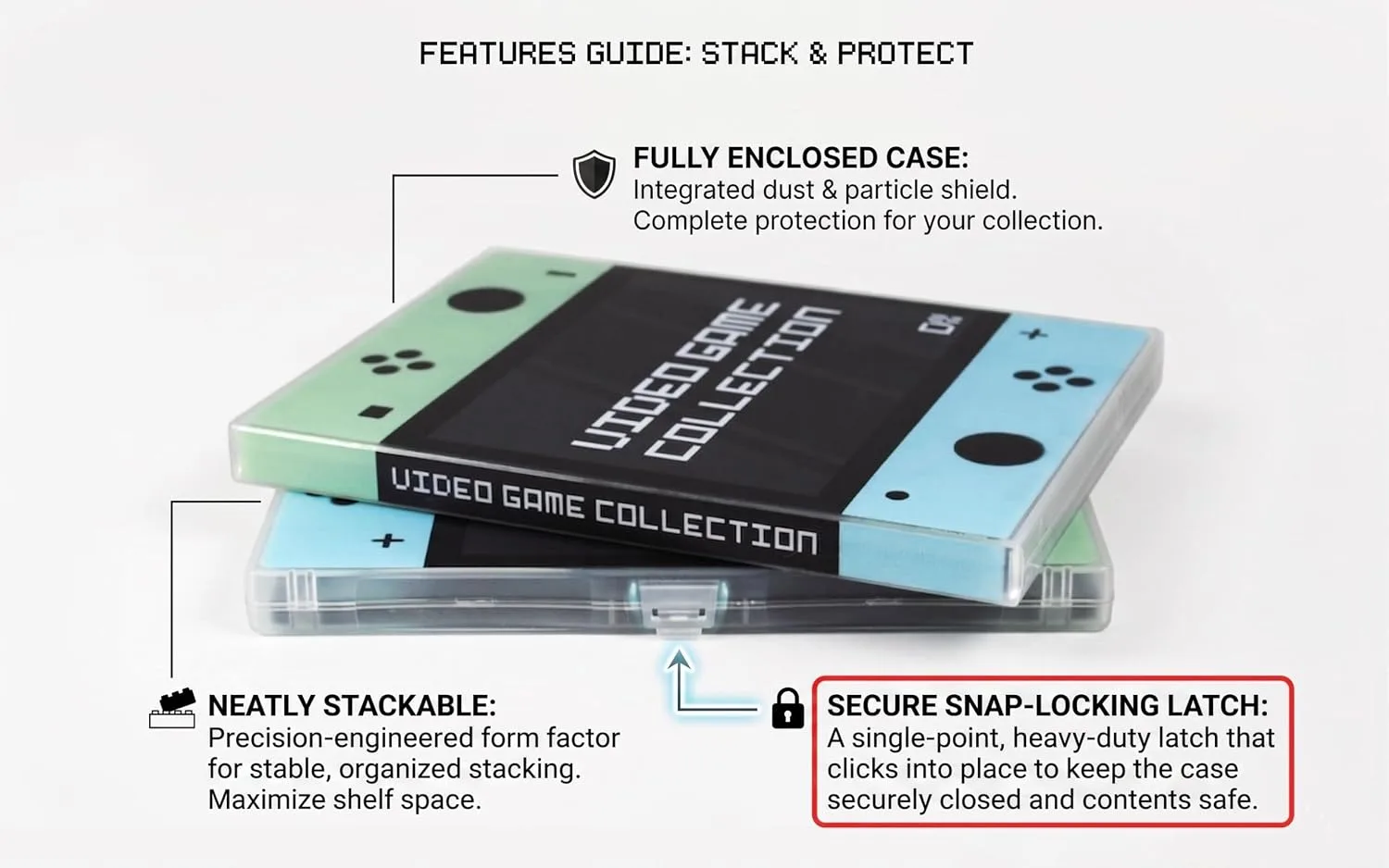 UniKeep Game Case for Nintendo Switch Cartridges - Holds 60 Video Games Securely in Foam | Heavy Duty Compact Travel Storage Binder & Protective Holder Organizer with Snap-Lock Closure