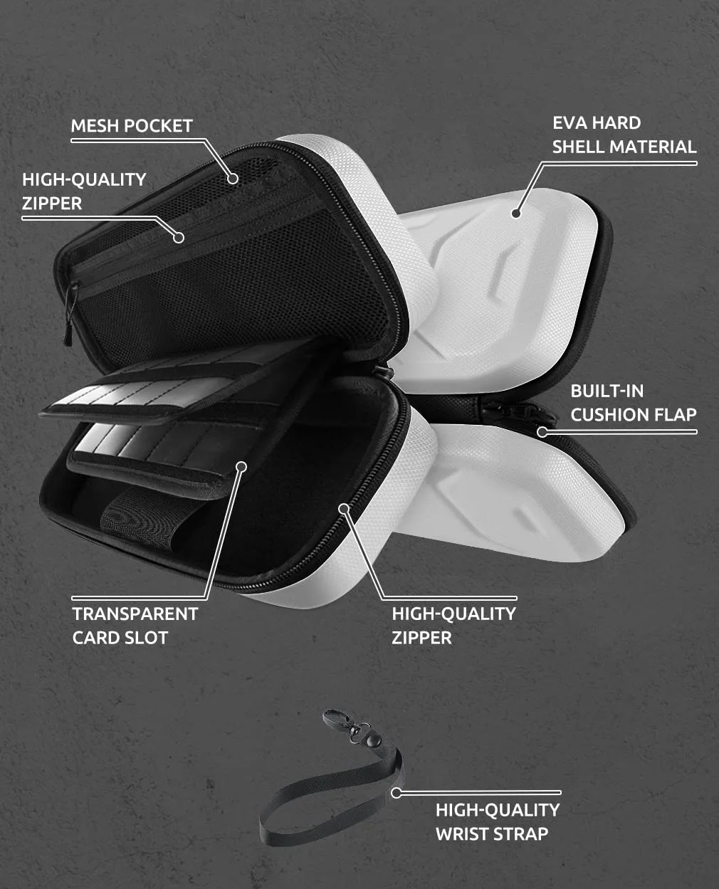 Mumba Carrying Case for Nintendo Switch OLED & Nintendo Switch 1, [Fits Protective Cases][Plus Version] Protective Hard Shell Travel Carry handbag Pouch for Blade/Battle/Rugged Protective Case (White)