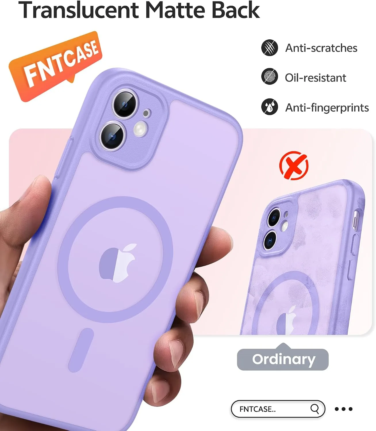 FNTCASE for iPhone 11 Phone Case, Fit for Magsafe, Light Purple