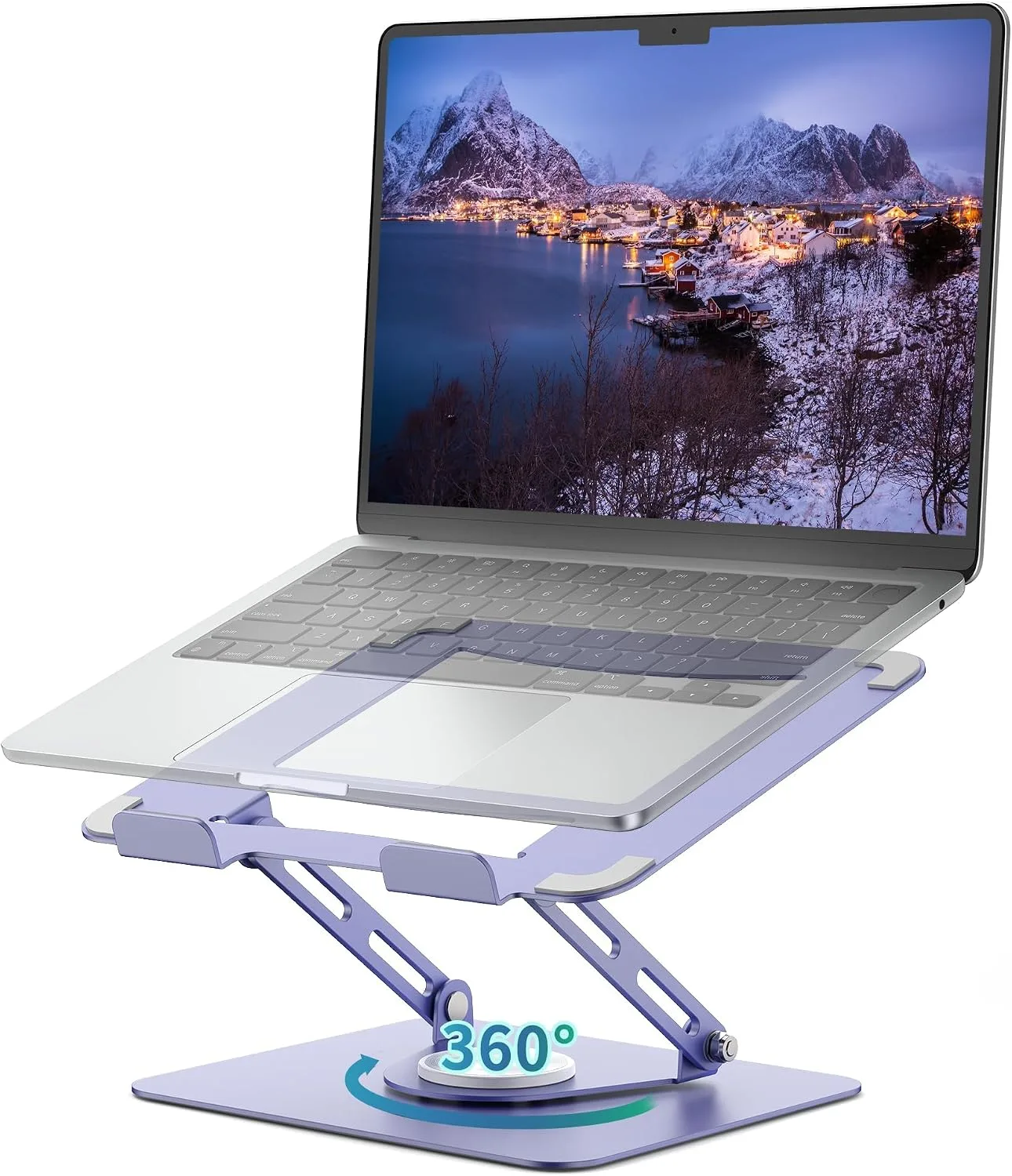 ALASHI Laptop Stand for Desk with 360° Rotating Base, Multi-Angle Adjustable Laptop Stands, Foldable Laptop Riser Compatible with 10 to 17 Inches PC Computer, Purple
