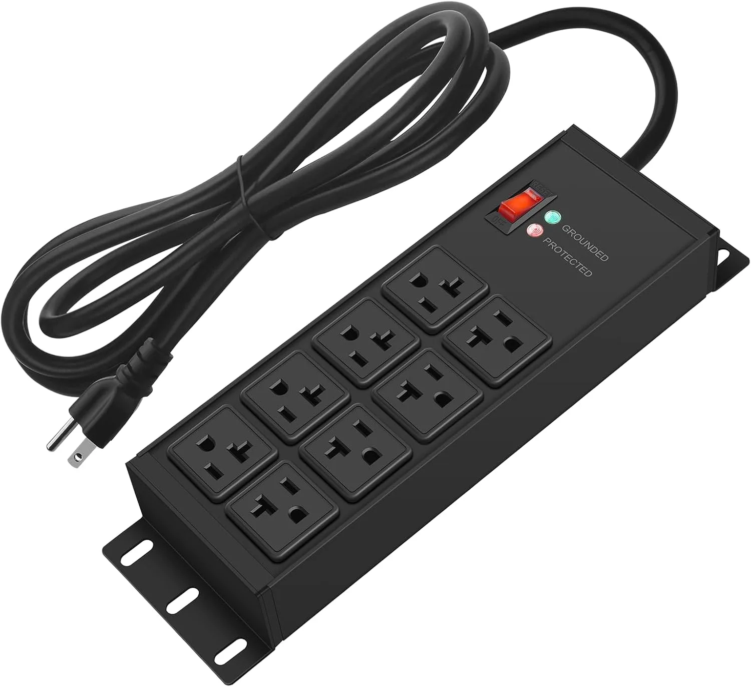 CCCEI 12 Gauge Heavy Duty Power Strip, 8 Ports, Black, 6FT.