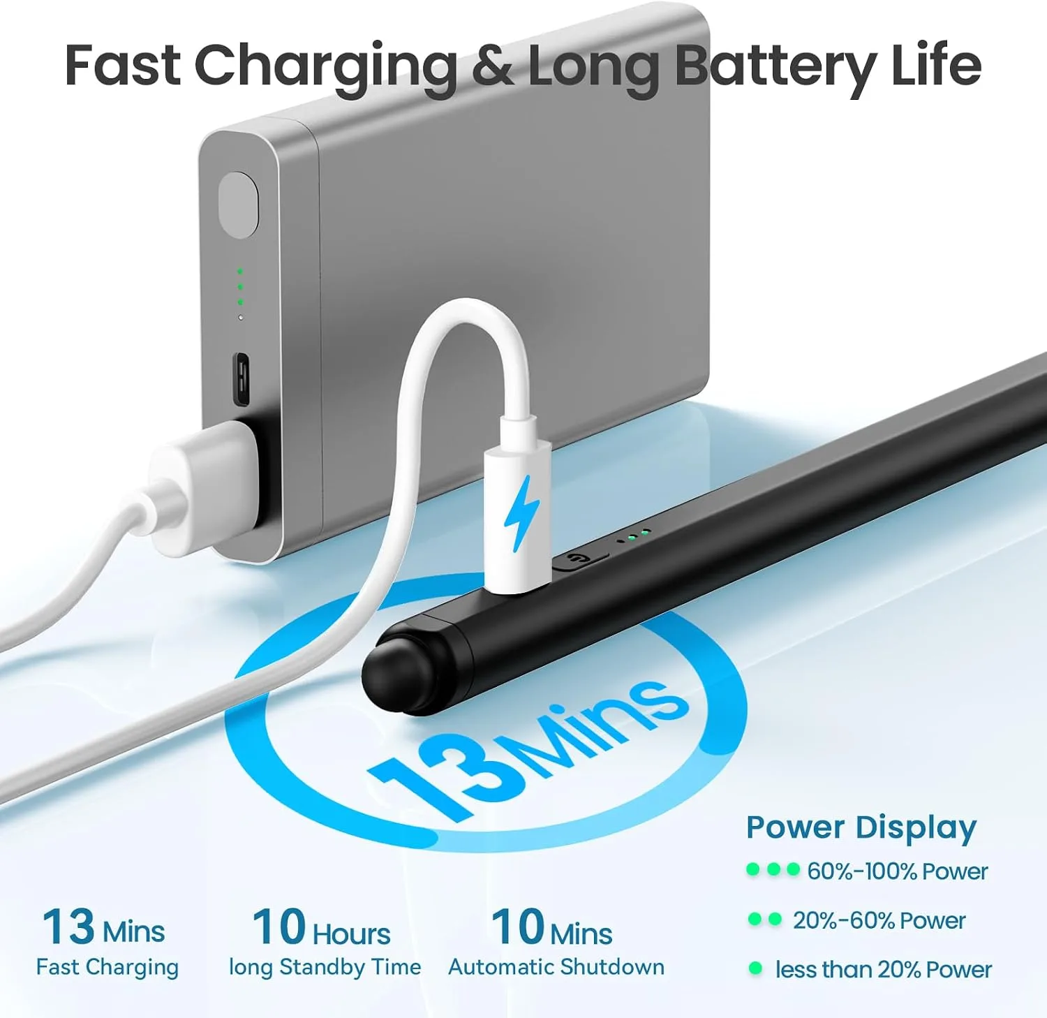 Hastraith Stylus Pen for iPad(2026-2018),13 mins Fast Charge Pencil with Tilt Sensitivity and Palm Rejection for iPad A16/10/9/8/7/6,Air 13"/11"/M3/M2/5/4/3,Pro 11"/13"/12.9"/M4/M2/M1,Mini 7/6/5,Black