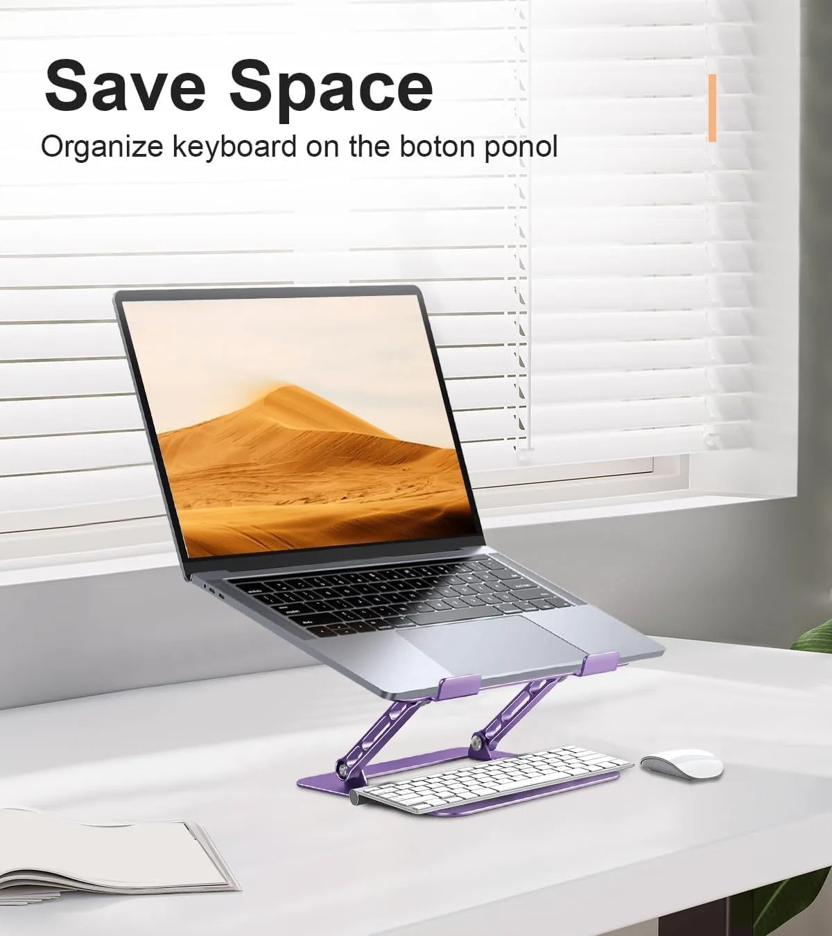 Aoviho Adjustable Laptop Stand for Desk,Portable Laptop Stand Holder and Riser,Foldable Aluminum Notebook Computer Stands for MacBook Air Pro HP Lenovo Dell Samsung Chromebook, 10-15.6 inch, Purple
