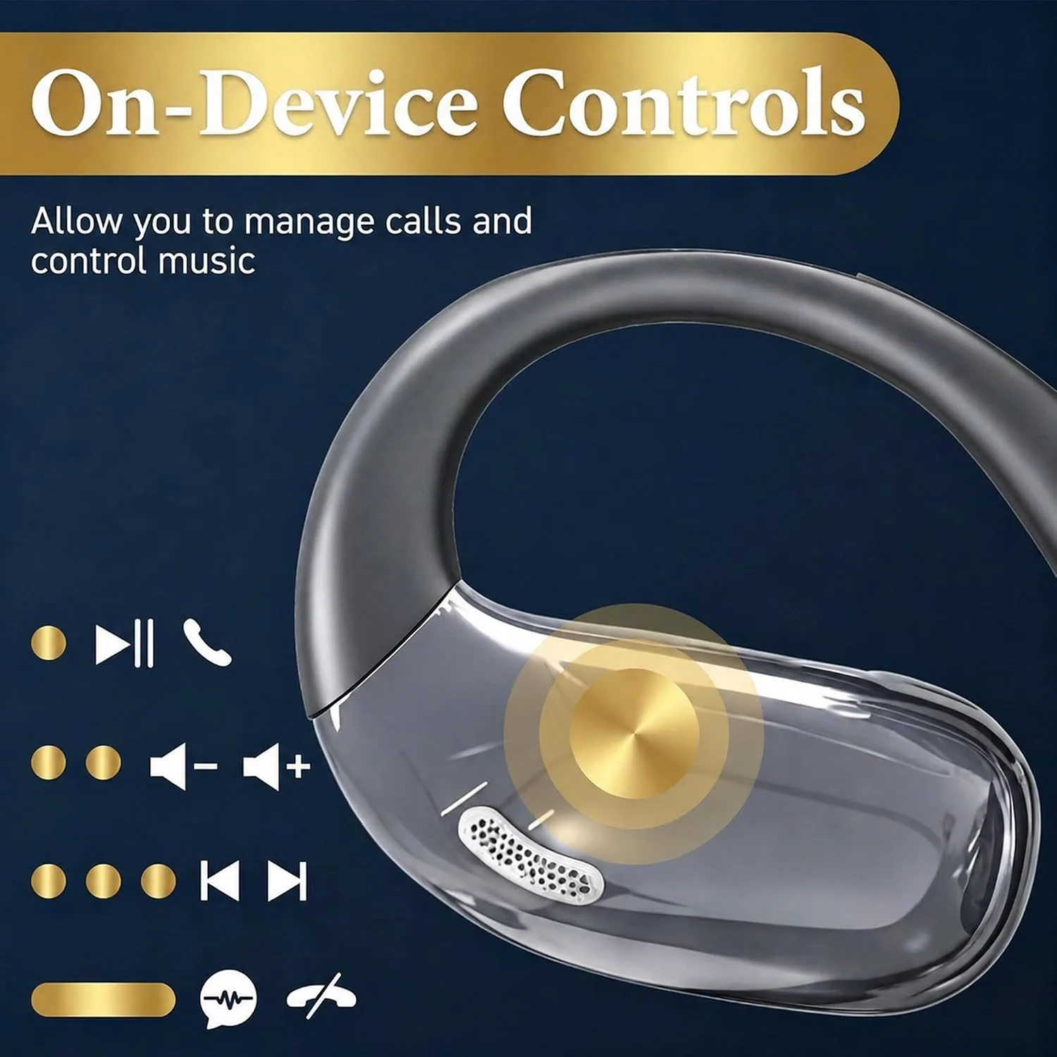Open Ear Headphones, Wireless Headphones with Smart Digital Display & Mic