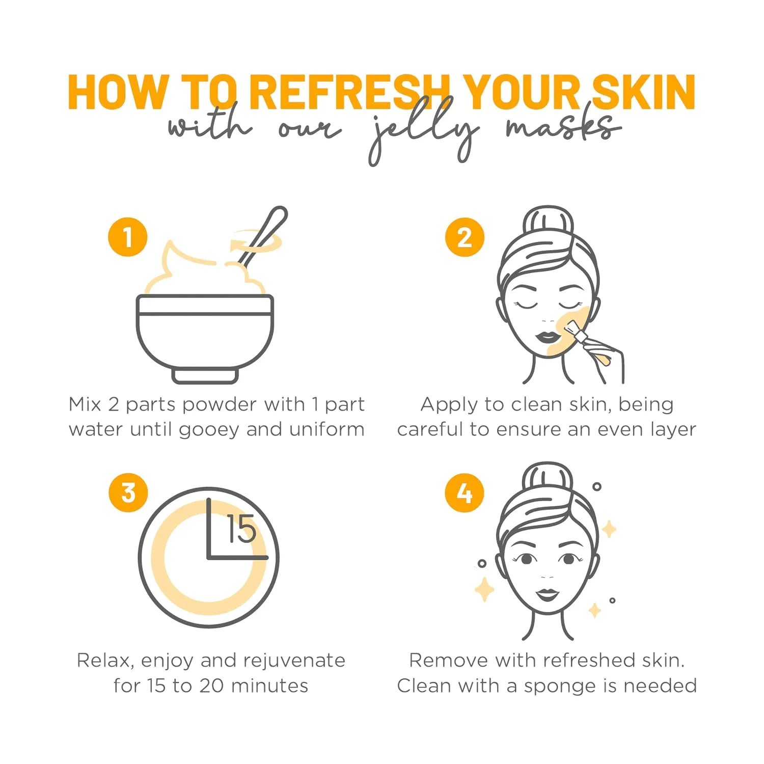 BRÜUN Jelly Mask Jar Calendula Peel-Off Face Care Rubber Mask | 23 fl oz Skin Care Moisturizing Gel Mask Jar Spa Set