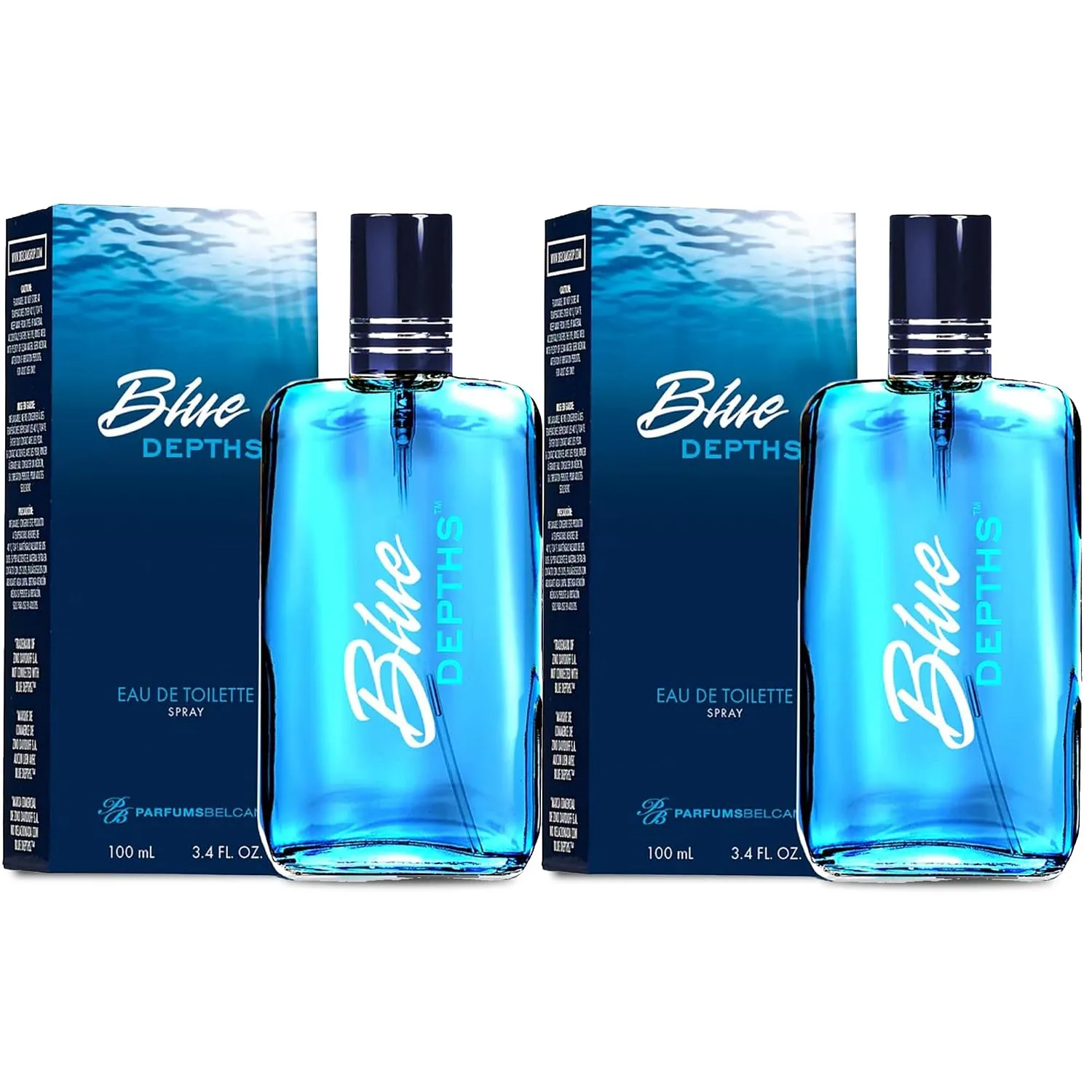 Belcam Beauty Blue Depths Eau de Toilette for Men, 3.4 Fl Oz, Pack of 2