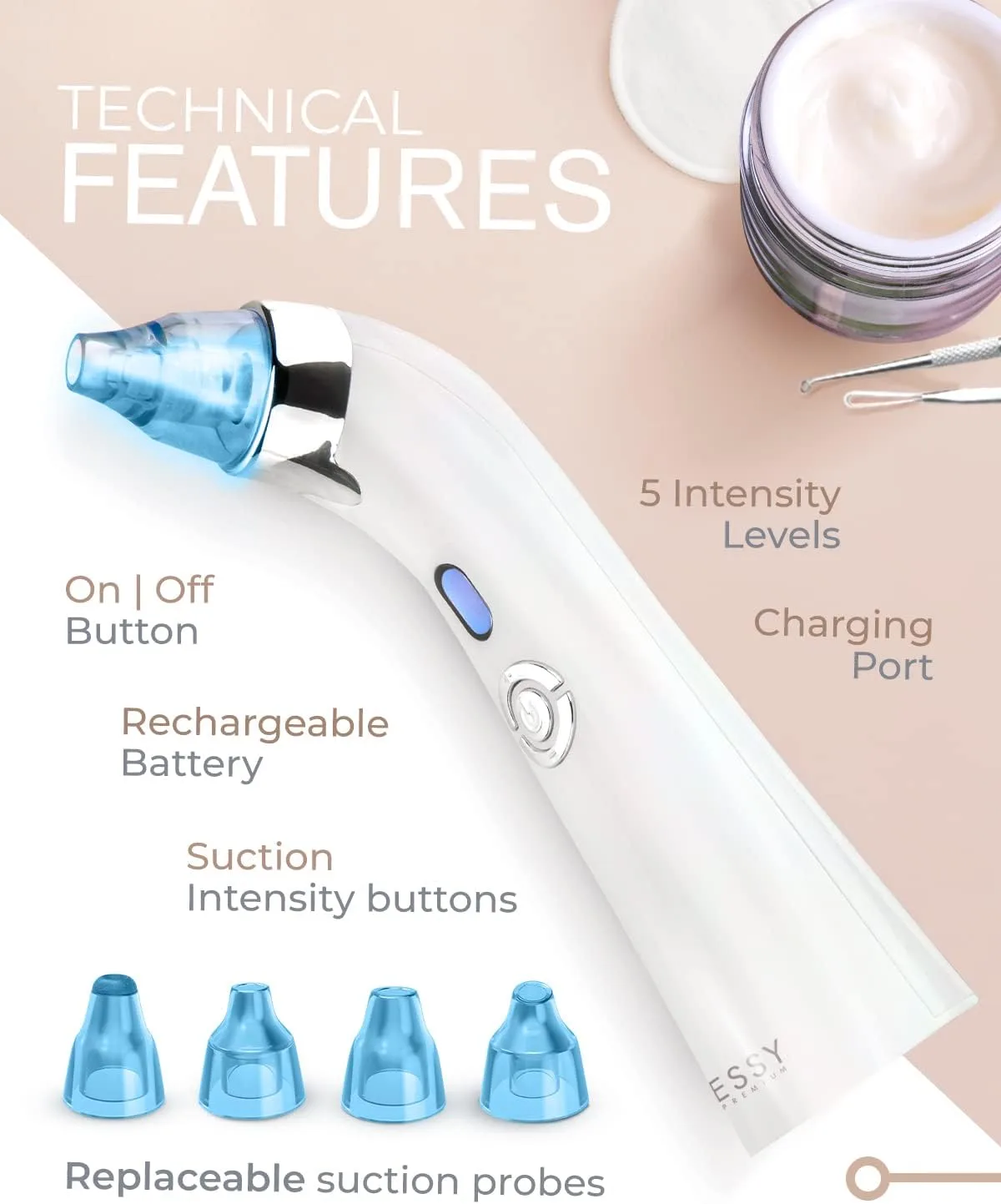 Essy Blackhead Remover Facial Cleanser Machine for Pimple Suction (Blue)