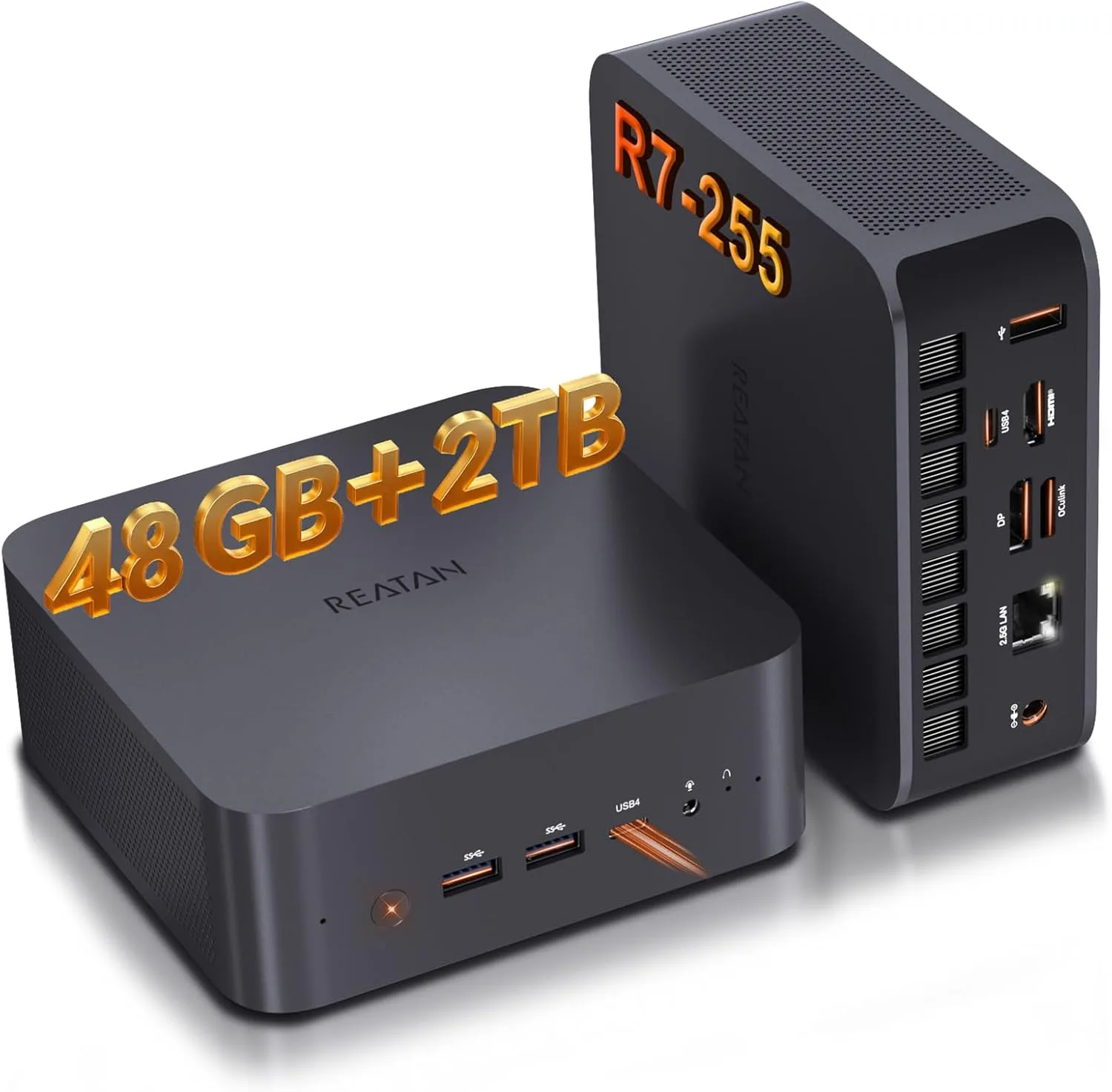 Reatan Gaming Mini PC, Ryzen 7 255, 48GB DDR5 2TB SSD with Crucial, OcuLink