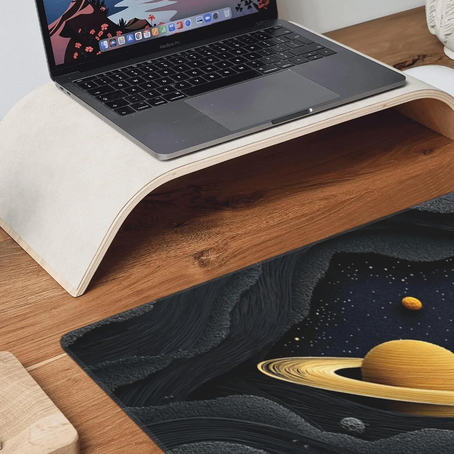 Galactic Space Planet Large Gaming Mouse Pad, Non-Slip Rubber Base, Desk Keyboard Mat, 35.4" x 15.7", Gift for Teens