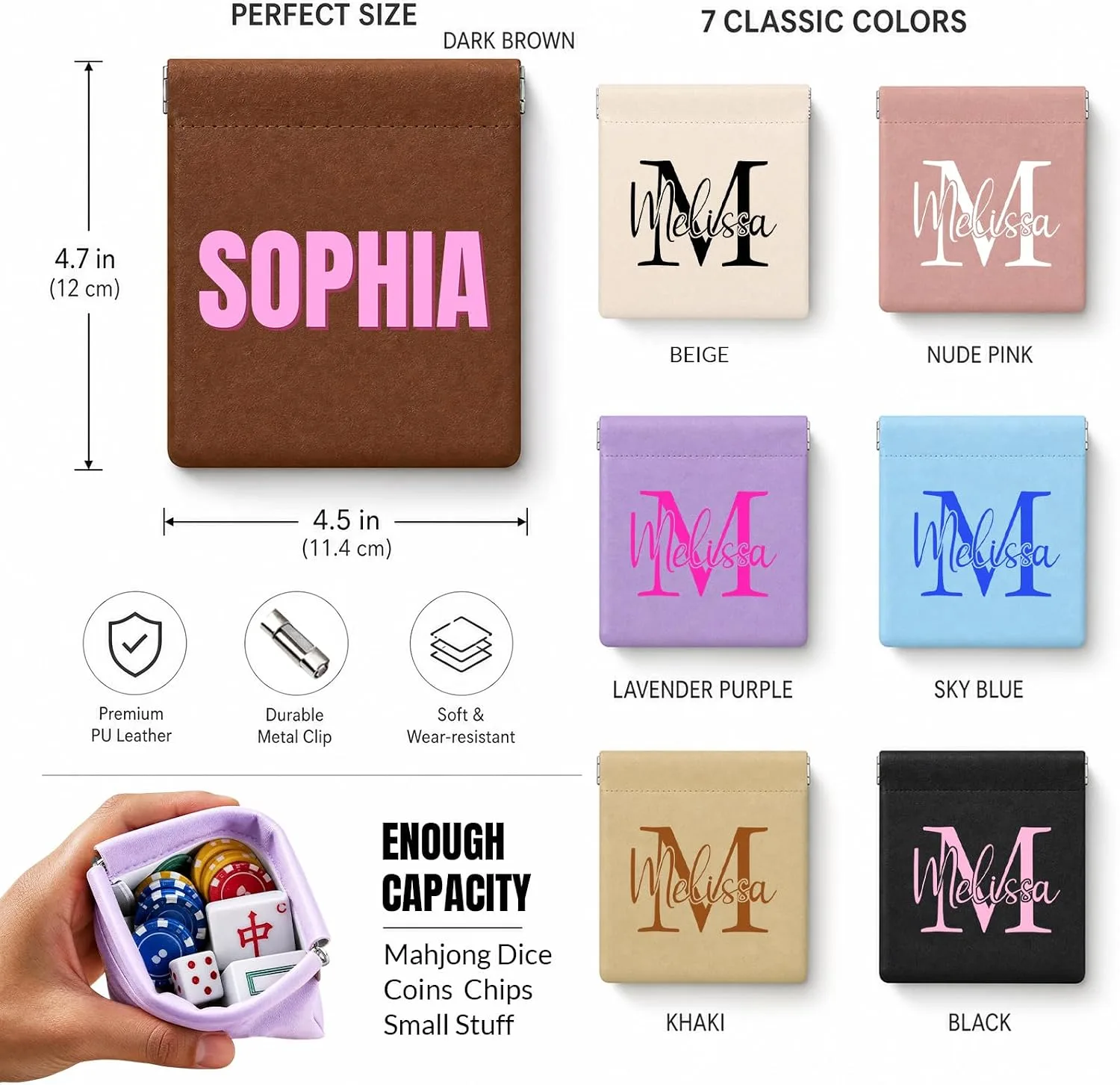 Taikuri Custom Mahjong Dice Bags Personalized Mini Tiles Purse for Game