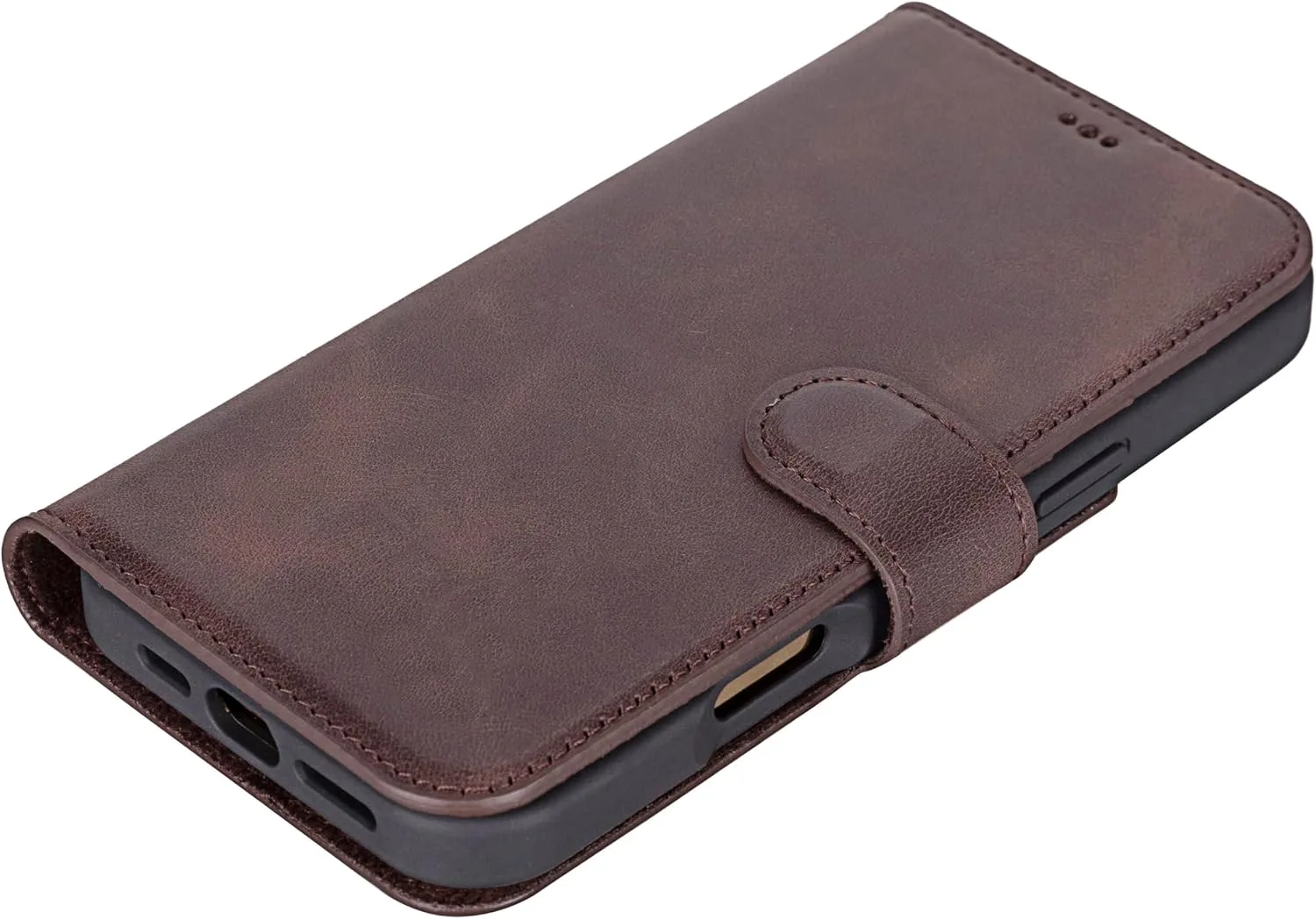 VENOULT Wallet Case for iPhone, Full Grain Genuine Turkish Leather, Magnetic Detachable, RFID 4 Card Slots, Business Style, Compatible with MagSafe (Chocolate, iPhone 16 Pro MAX)
