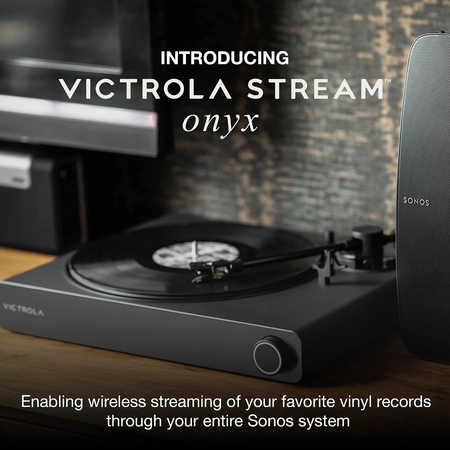 Victrola Stream Onyx - Wireless Wi-Fi Turntable, Works with Sonos - Black