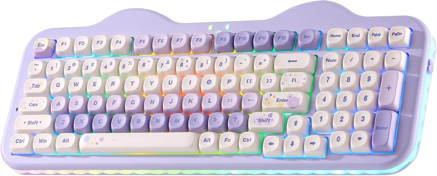 Teclado Gamer Mecánico Inalámbrico Yunzii C98 Morado Candy Switch