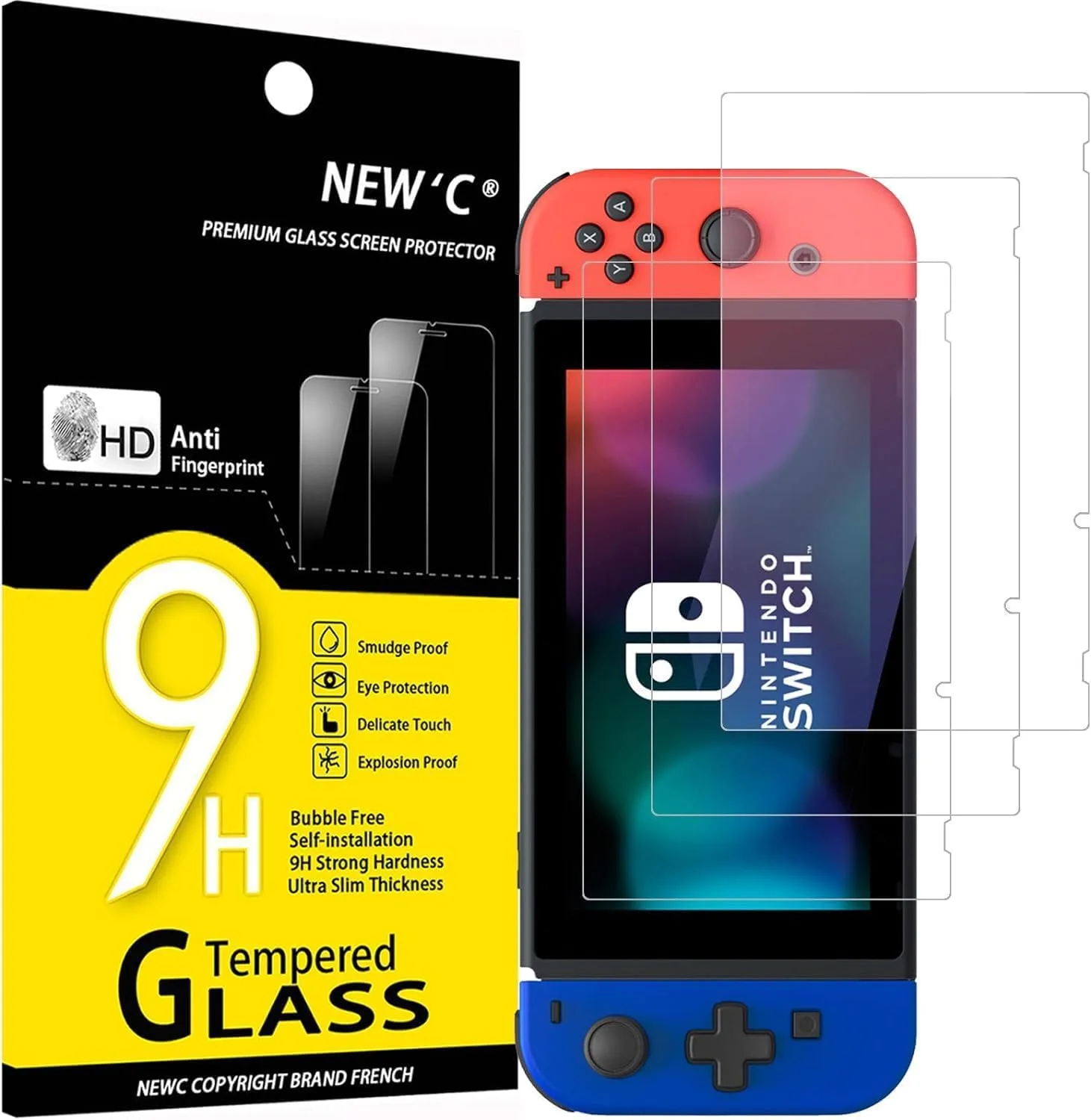 NEW'C 6 Pack Designed for Nintendo Switch (Model OLED) Screen Protector Tempered Glass, Case Friendly Scratch Resistant,Bubble-Free, Ultra Resistant