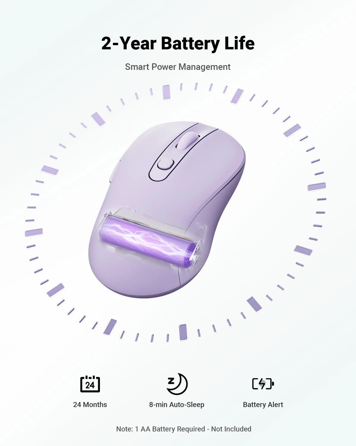 wegear USB Wireless Mouse for Laptop PC Mac, 2.4GHz Cordless Mouse-Purple