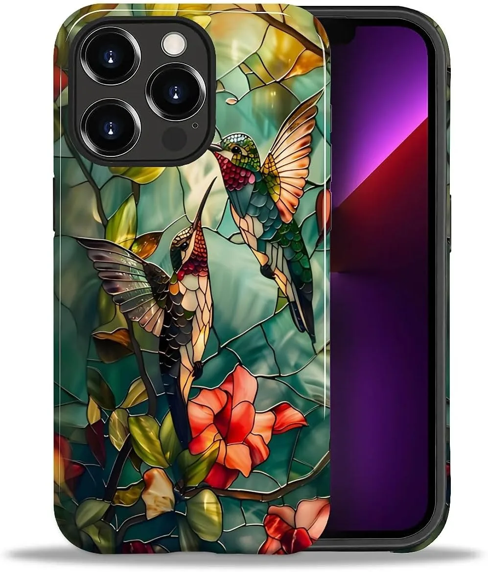 DAIZAG Case for iPhone 13 Pro,Mixed 2 Layer Design Shockproof Soft TPU Ddouble Protection Phone Case for iPhone 13 Pro-Gorgeous Hummingbird