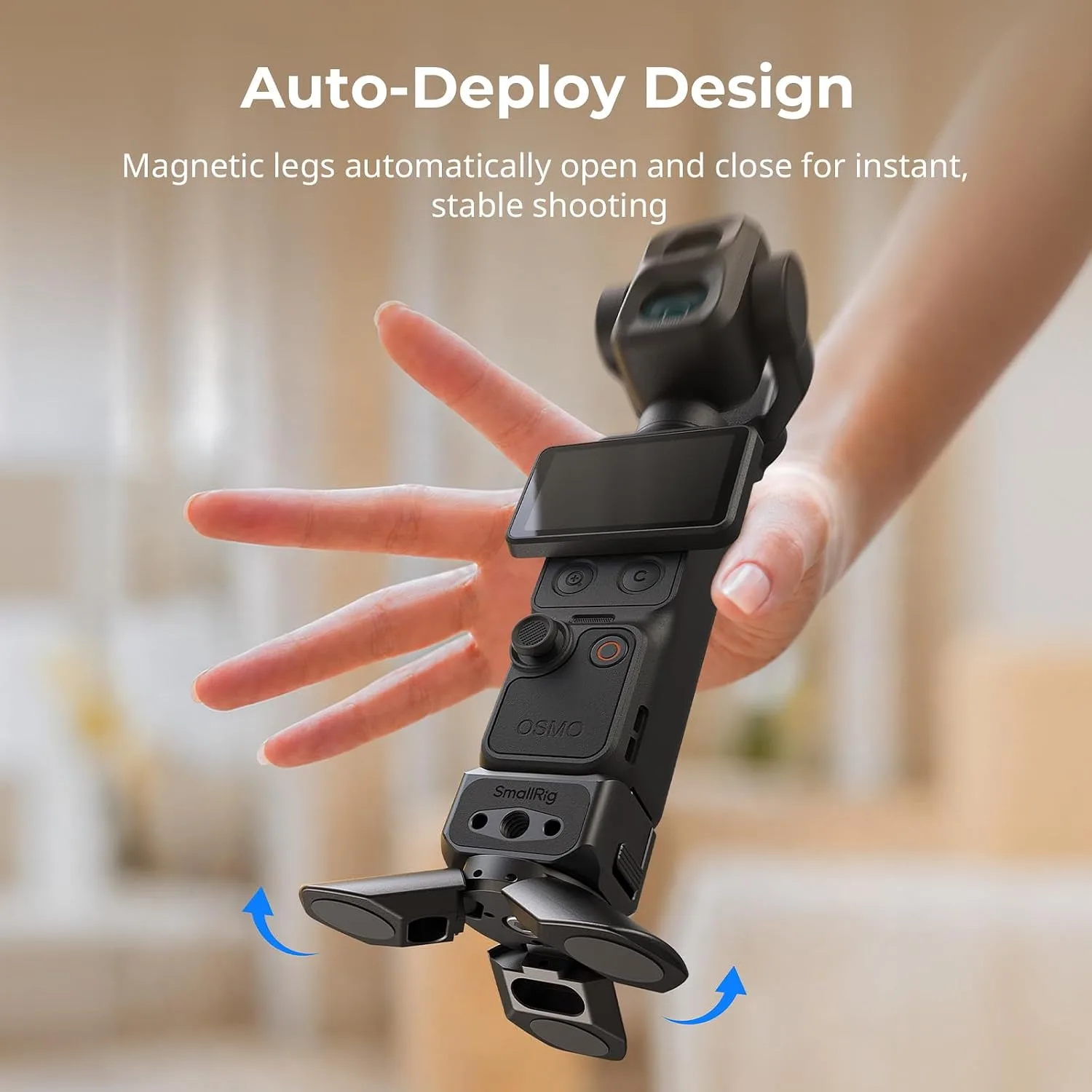 SmallRig 2-in-1 Auto-Deploy Aluminum Mini Tripod Grip with Charging Base