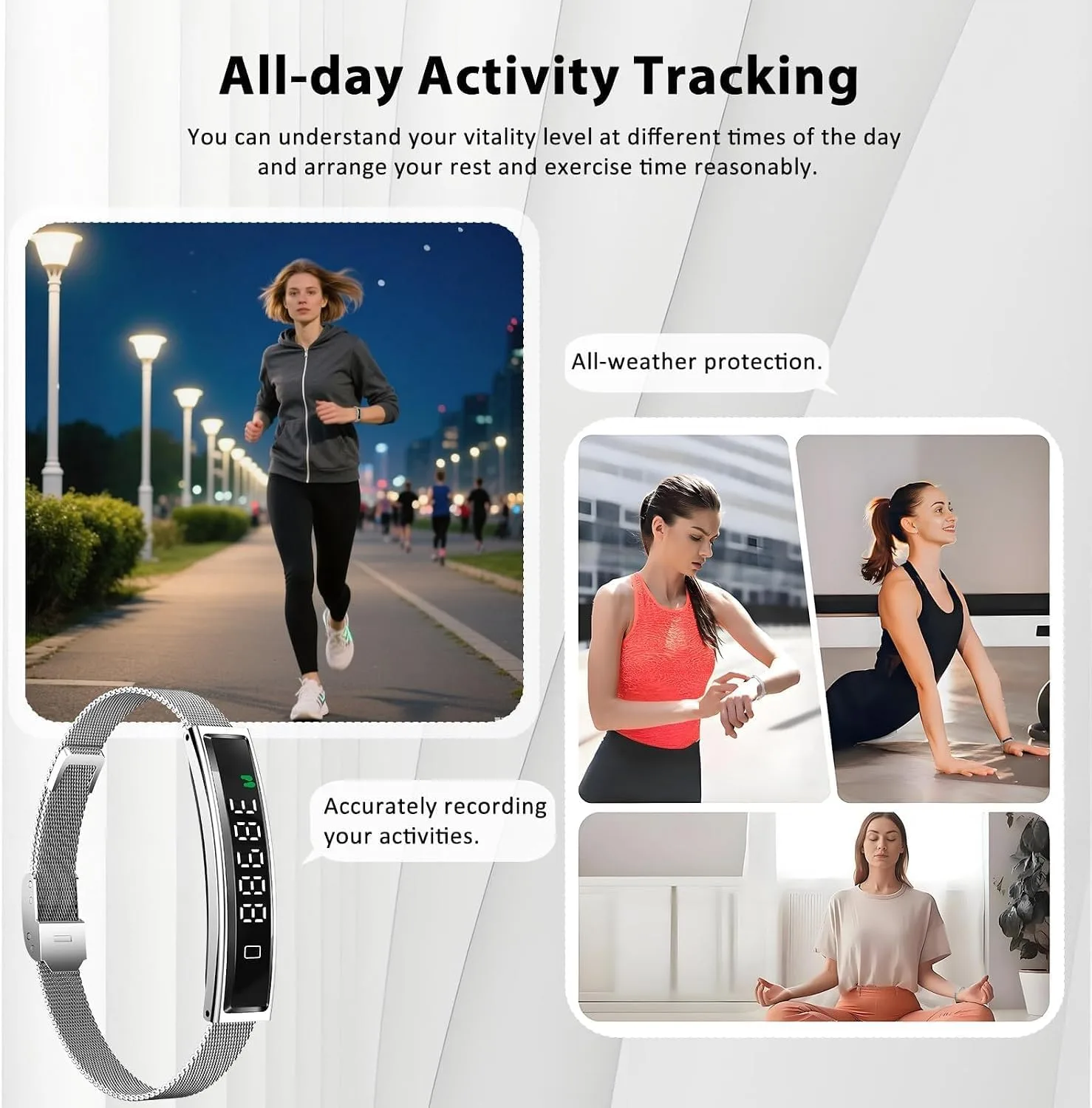 Fitness Health/Calorie Tracker with 2 Bands, Sleep Detection Bracelet