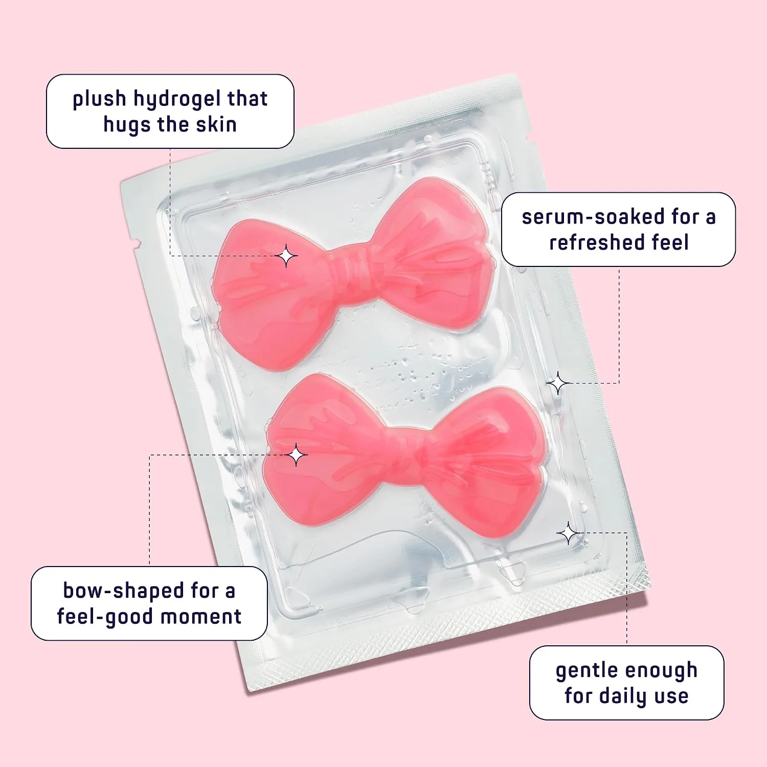 SpaLife Pretty in Pink Hydrogel Under Eye Patches for Dark Circles | Bow Under Eye Patches for Puffy Eyes | Revitalizing Undereye Masks for Bags | Bachelorette Party Favors | Pack of 8 Pairs
