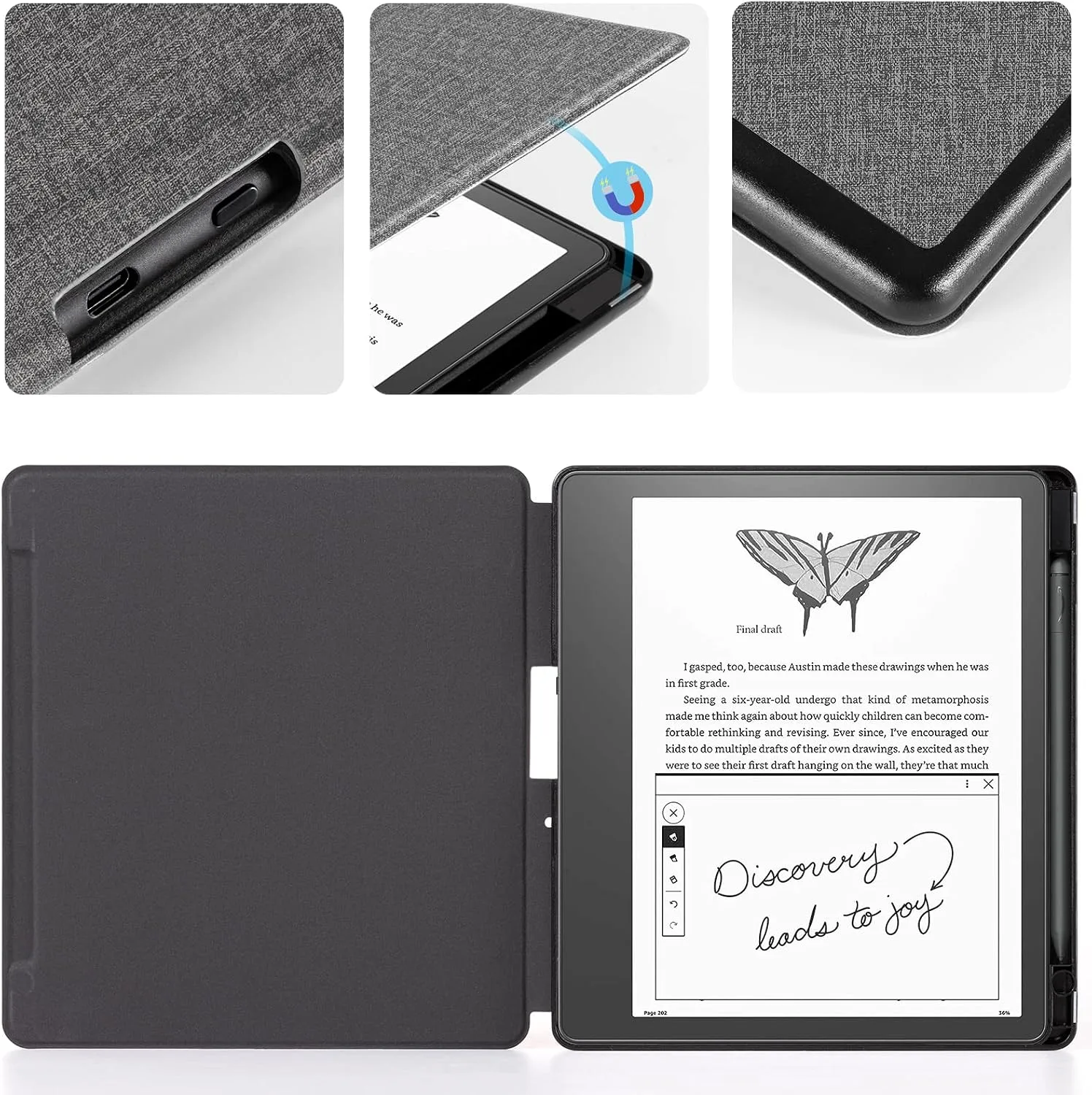 CoBak Case for Kindle Scribe - All New PU Leather Cover with Auto Sleep Wake Feature for Kindle Scribe 10.2" 2022 & 2024 Released with Pen Holder