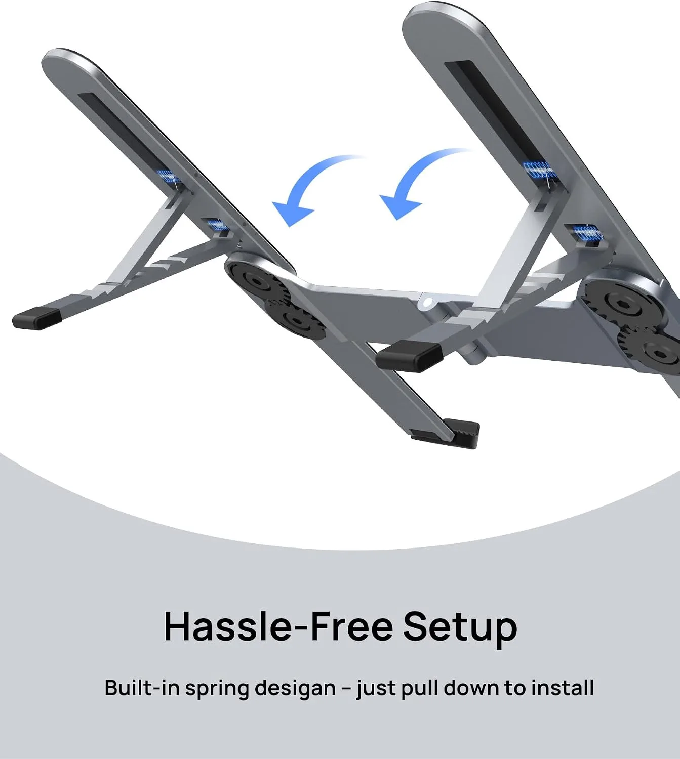 SODI Ultra Compact Foldable Laptop Stand - Portable Laptop Holder for Desk & Travel Use, Adjustable, Ergonomic Aluminum Computer Holder for MacBook, Tablet 10-16" (Plus-Gray, Bi-Fold)