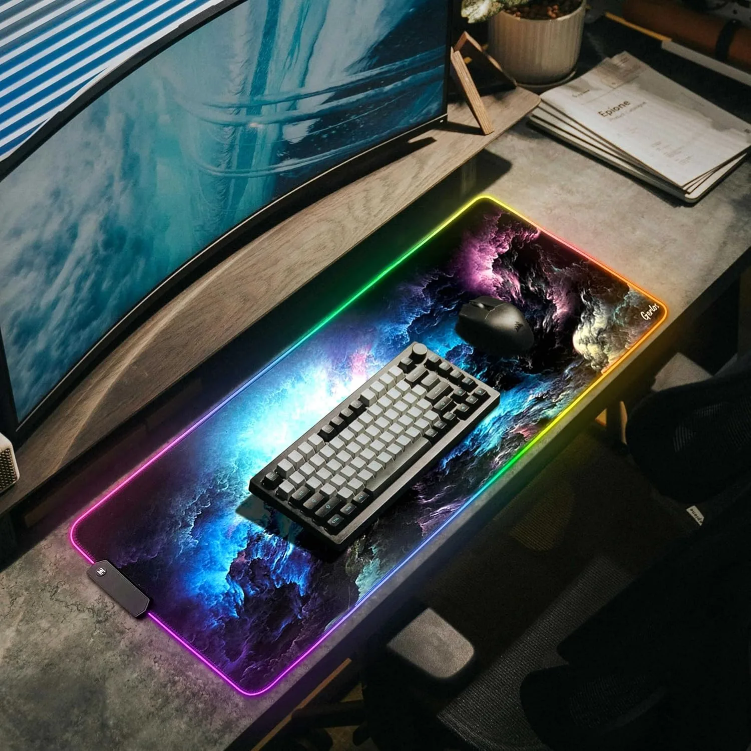 Gerlos RGB Gaming Mouse Pad, Large LED Mouse Pad for Gamer, 31.5" x 11.8"