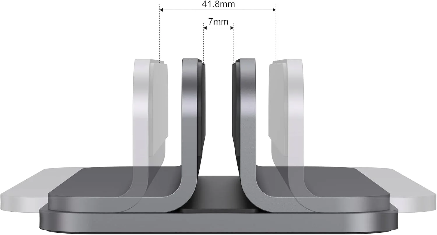 JOKItech Aluminum Laptop Vertical Stand Organizer, Sturdy Laptop Computer Holder Desktop Stand Compatible with new Retina Apple MacBook Pro/Air/Neo, Mac mini & iPad Pro - Spacegrey