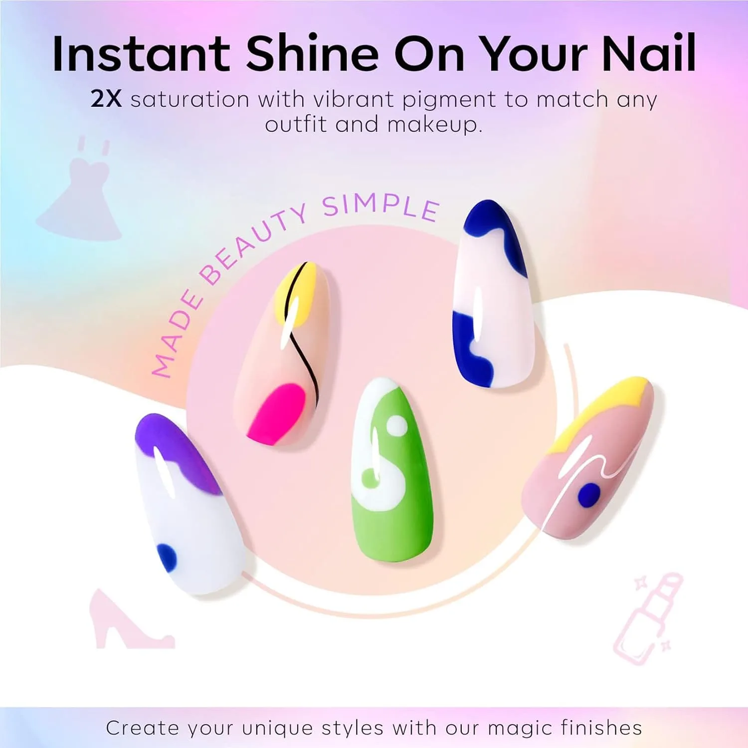 modelones Gel Nail Polish Set Neon 6Colors Hot Pink Blue Navy Summer