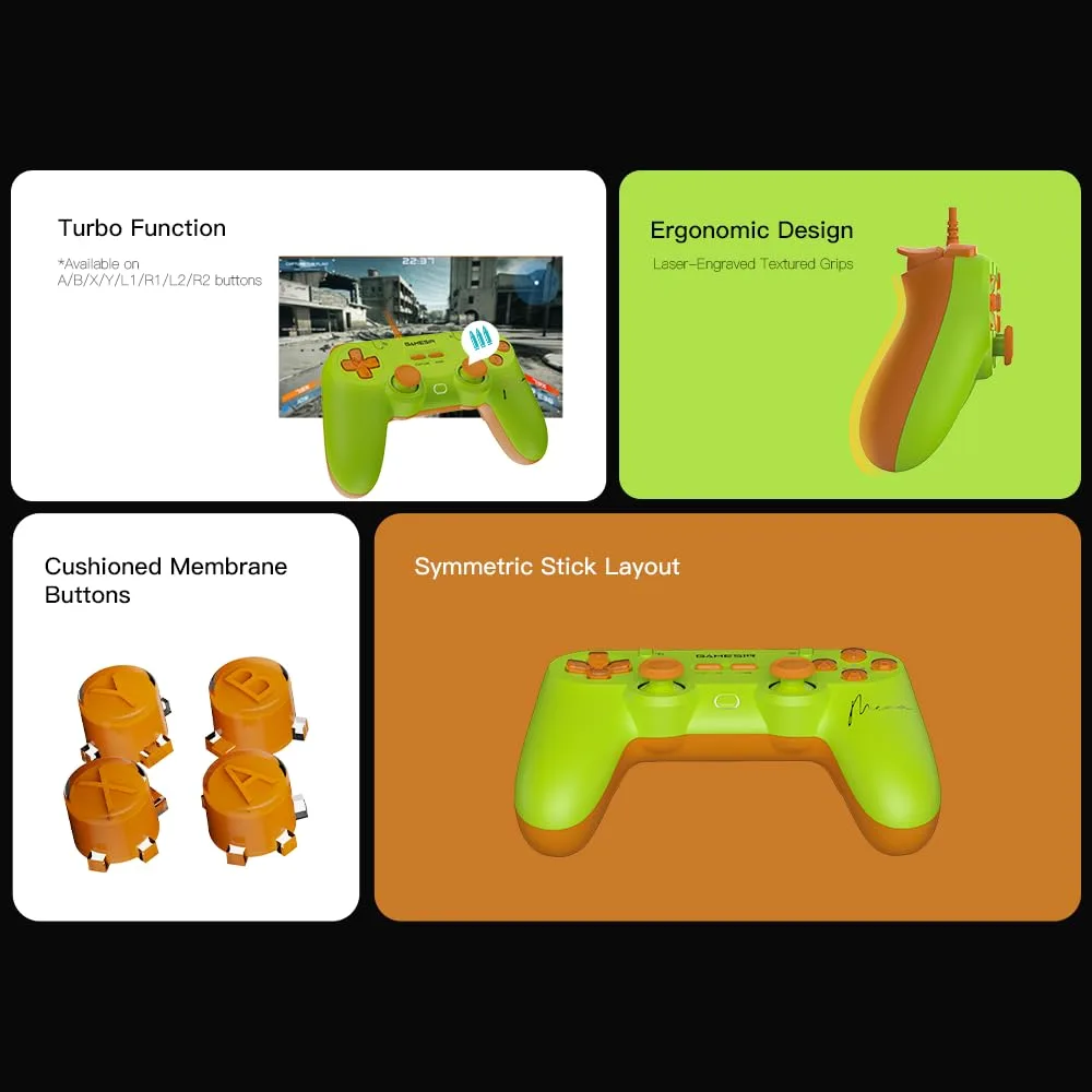 GameSir Tegenaria Lite Wired Game Controller For Switch, Android, iOS, PC, Steam With Retro 90s Design, Hall Effect Sticks, 1000Hz Polling Rate, Dual Rumble Motors, Mappable Back Buttons, Ultra-Low Latency, Ergonomic Design -Mena