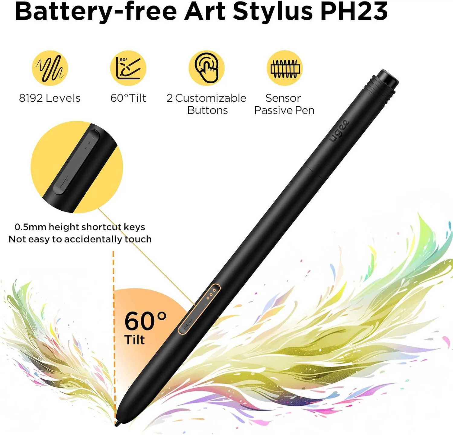 UGEE M808 Graphic Tablet 10 x 6.25 Inches with 8 Shortcut Keys, New Generation Stylus with 16K Levels, Drawing Tablet with USB-C Interface Compatible with Windows/Mac/Android