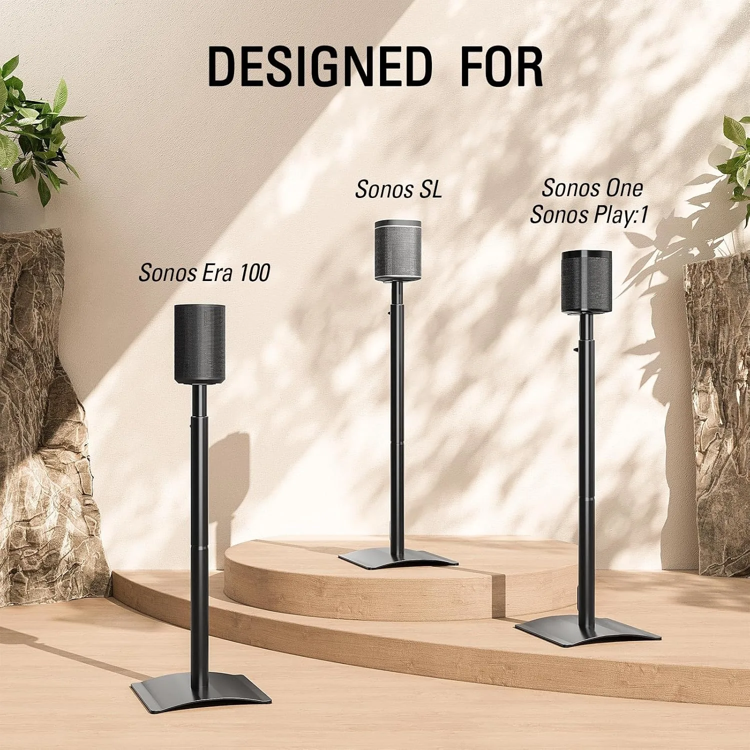 Mounting Dream Speaker Stand for Sonos Era 100, One, One SL, Play:1, Height Adjustable 32.5"- 42", Single Surround Sound Speaker Stand with Cable Management, 13.2 LBS Loading MD5411